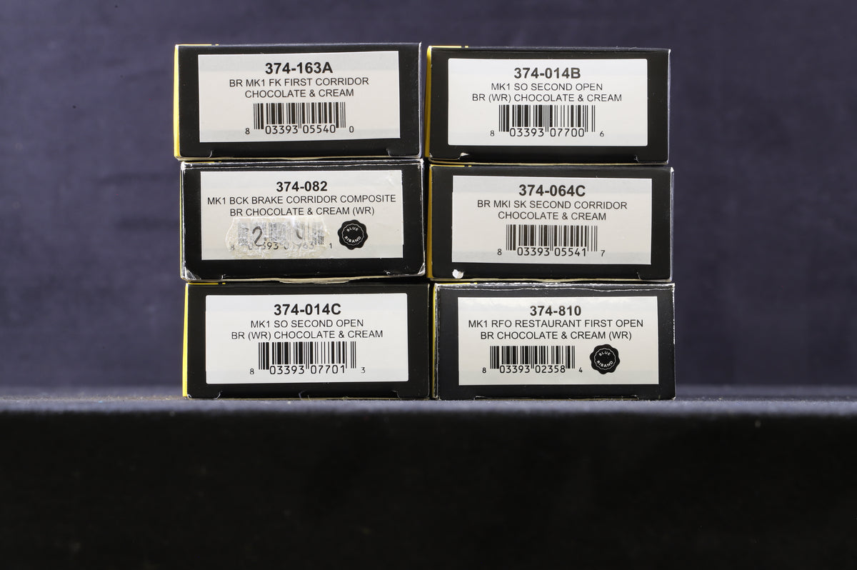 Graham Farish N Rake of 6 BR Chocolate &amp; Cream Mk1 Coaches