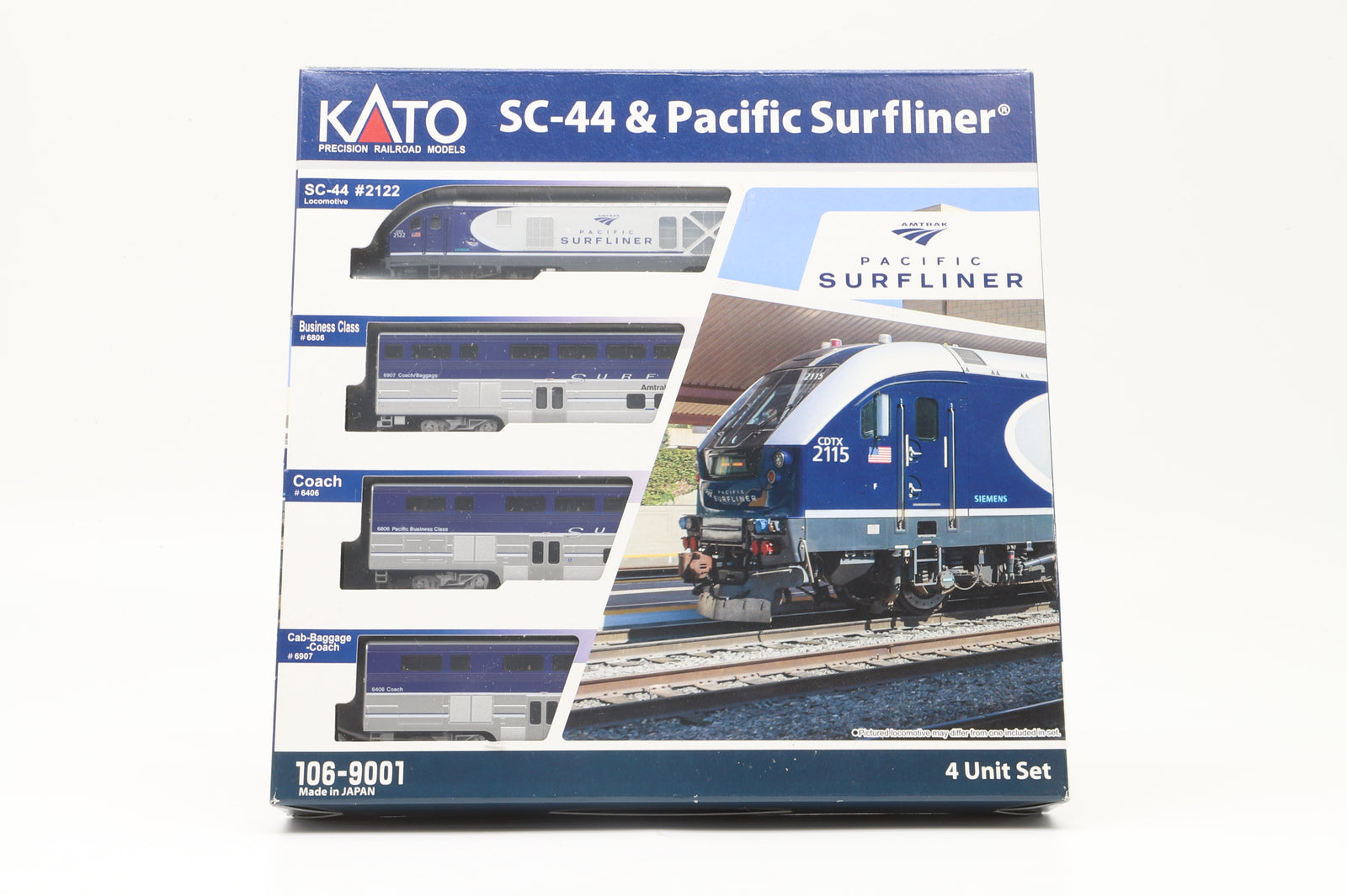 Kato N 106-9001 Amtrak 'Pacific Surfliner' Set Incl. SC-44 Loco & 3x Alstom Coaches