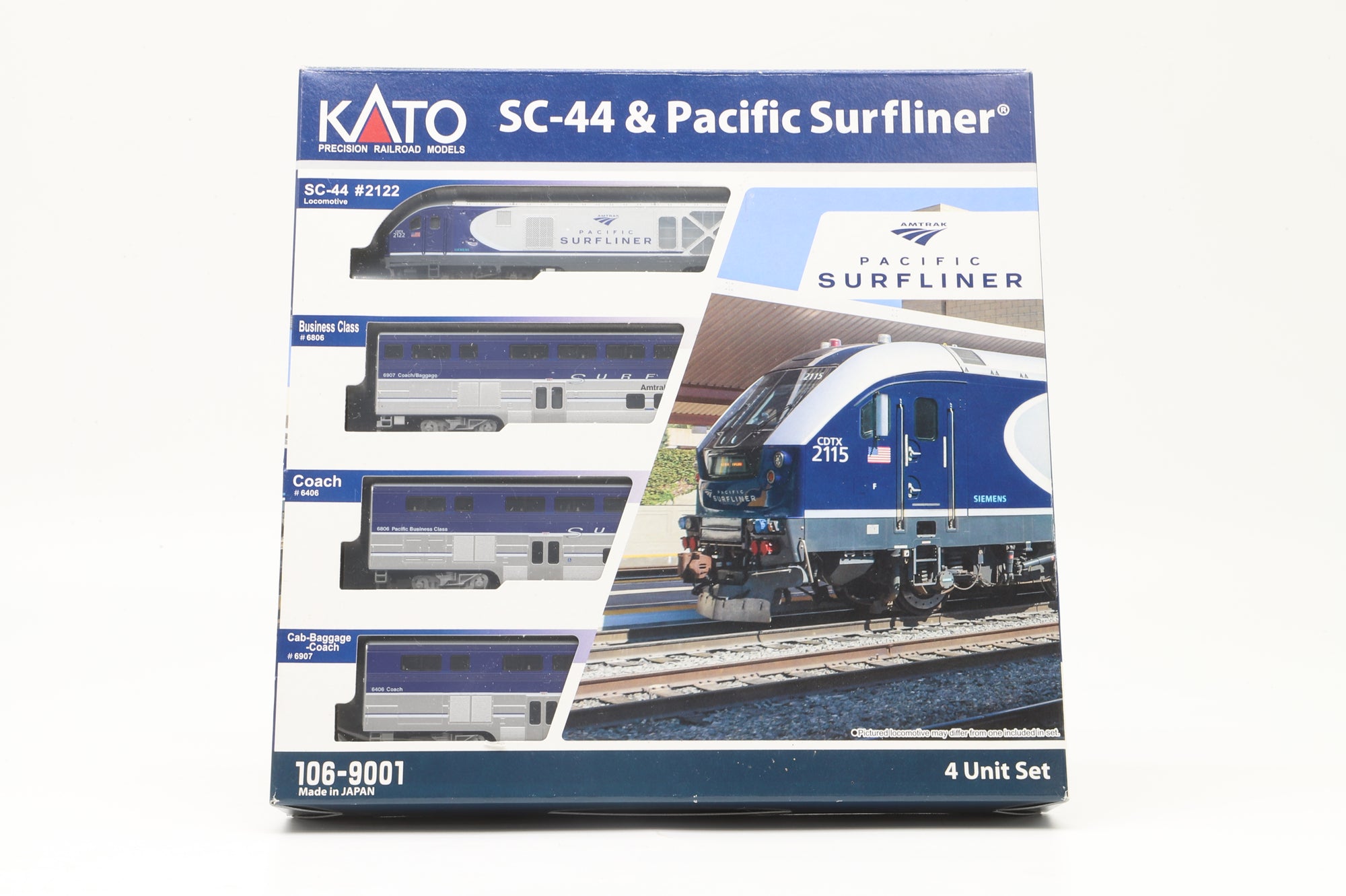 Kato N 106-9001 Amtrak 'Pacific Surfliner' Set Incl. SC-44 Loco & 3x Alstom Coaches