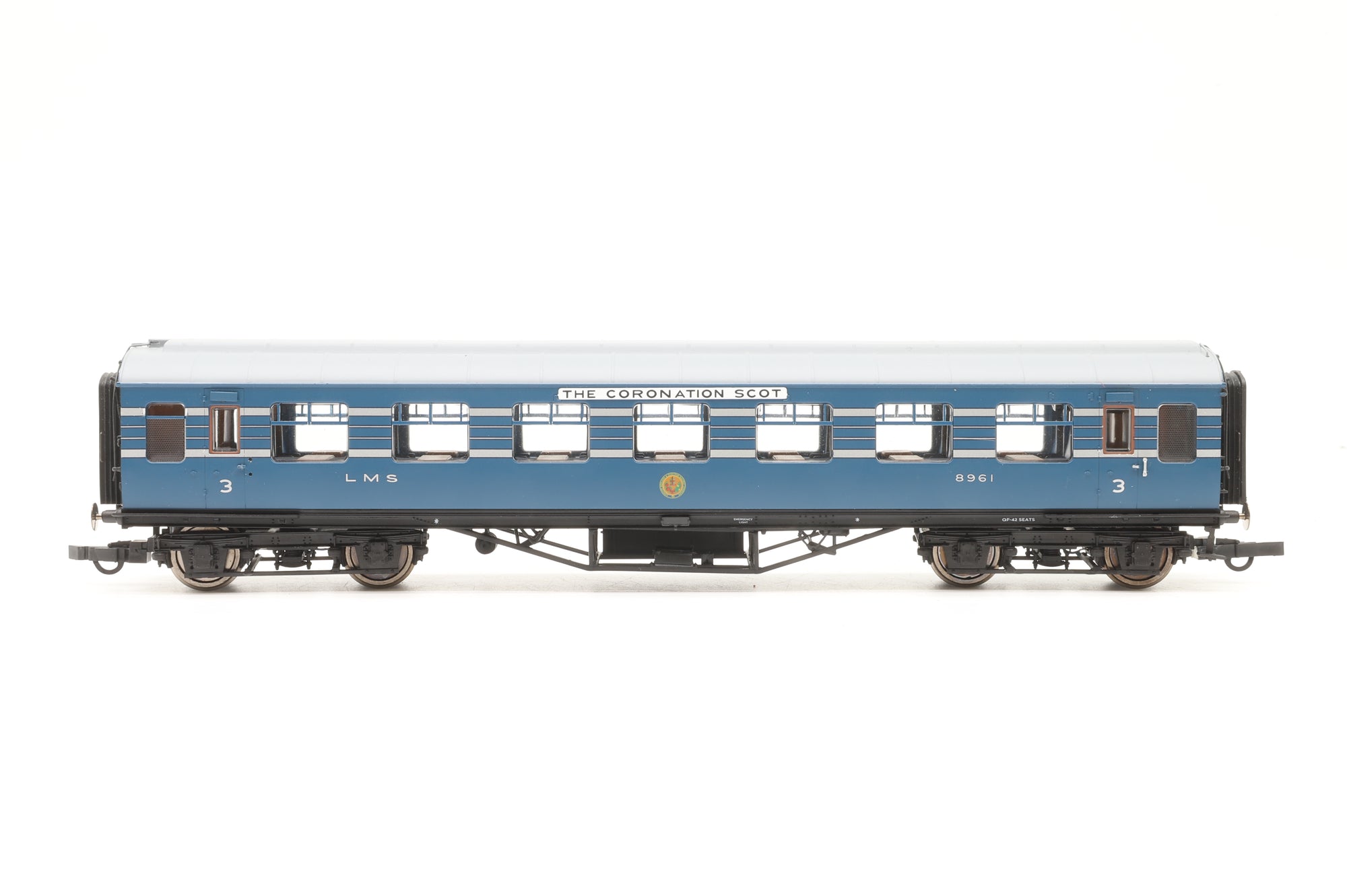 Hornby OO Rake Of 7 LMS Blue Coronation Coaches Lighting Fitted