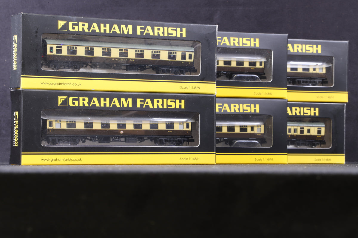 Graham Farish N Rake of 6 BR Chocolate &amp; Cream Mk1 Coaches