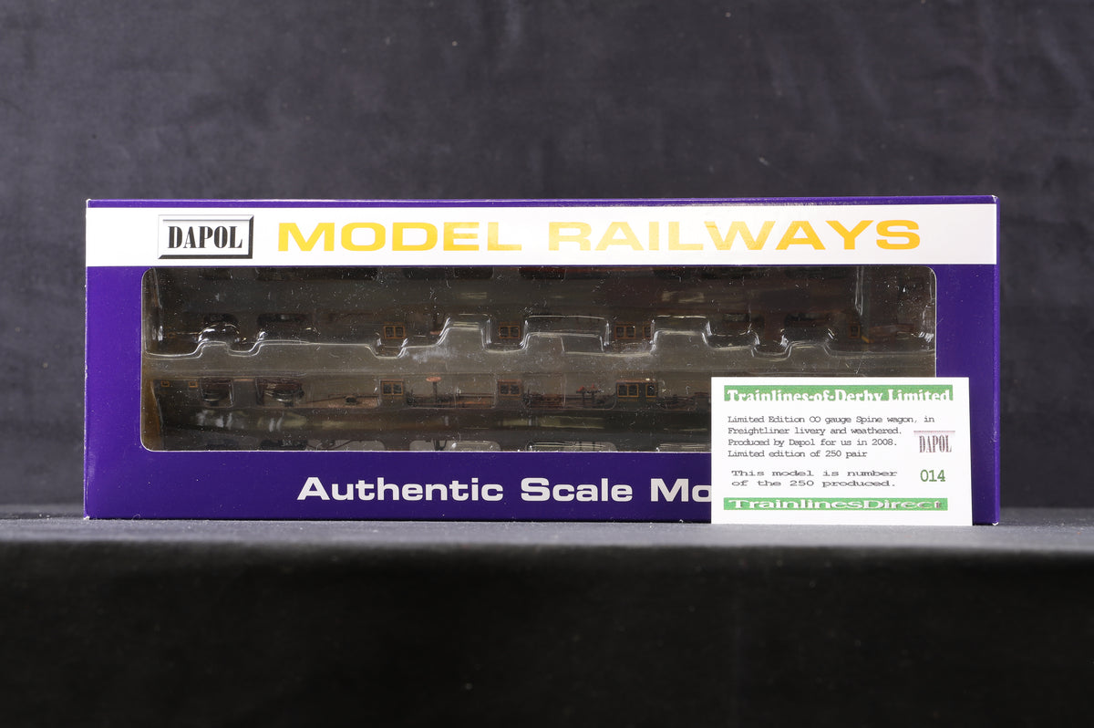 Dapol OO Pack Of 2 FEA-B Freightliner Spiner Wagons &#39;640351 &amp; 640352&#39; Weathered, Ltd Ed 14/ 250