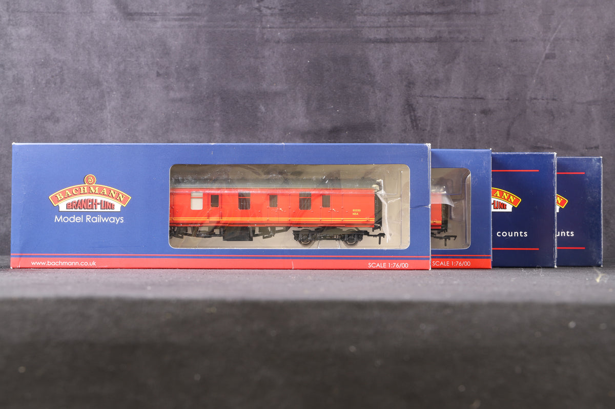 Bachmann OO Rake Of 4 BR MK1 BGs Royal Mail Red Inc. 39-184 x2, 39-184A &amp; 39-184B