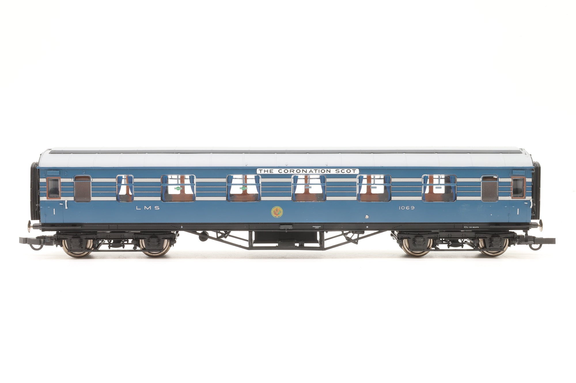 Hornby OO Rake Of 7 LMS Blue Coronation Coaches Lighting Fitted