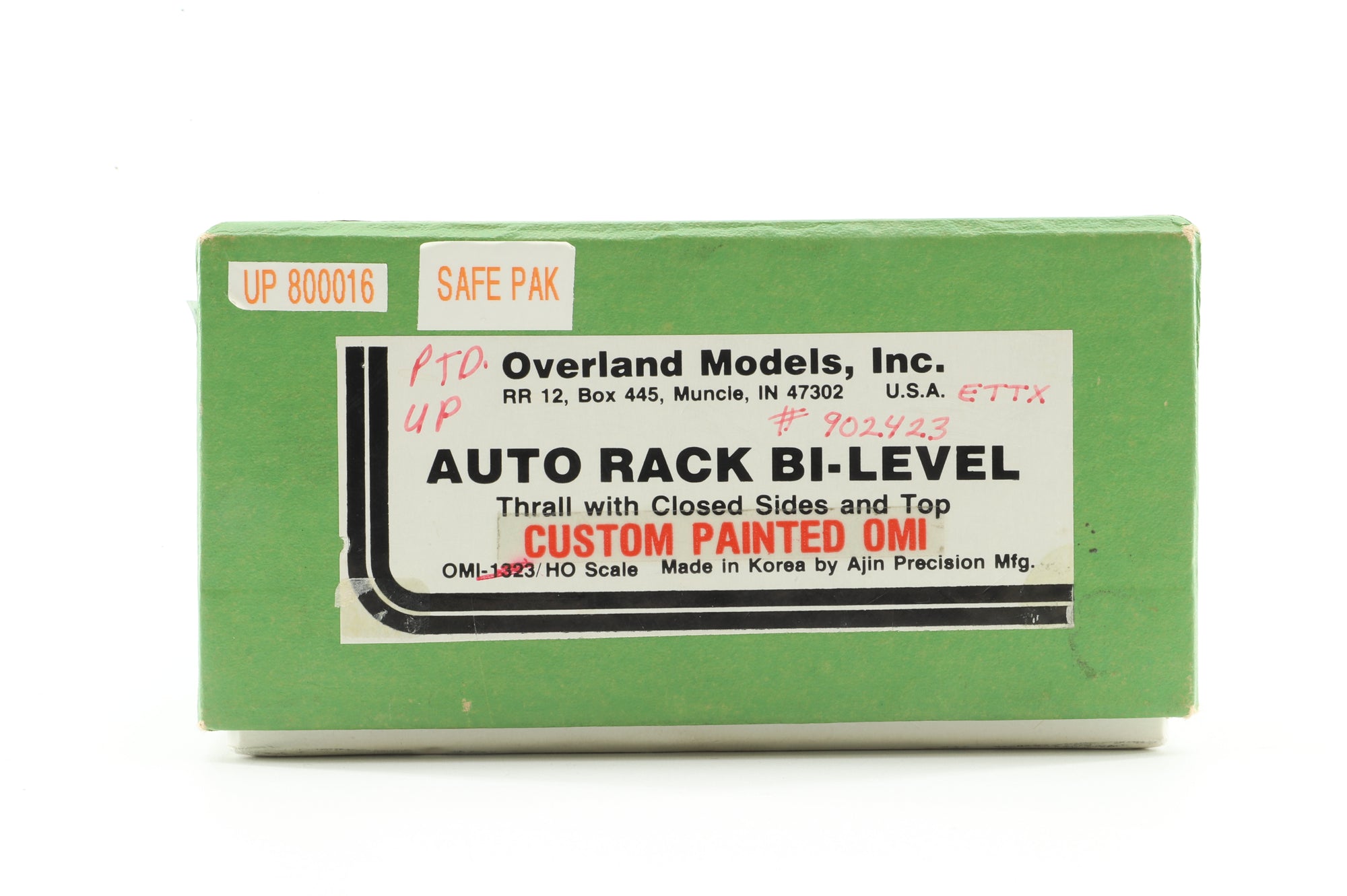 Overland Models HO Brass 1323 Auto Rack Bi-Level, Closed Sides and Top, Union Pacific No.800016