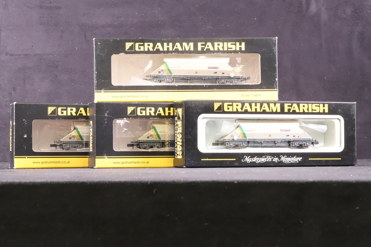 Graham Farish N 377-102(A) Rake Of 4 JGA Bogie Hopper Wagons &#39;Tarmac&#39;