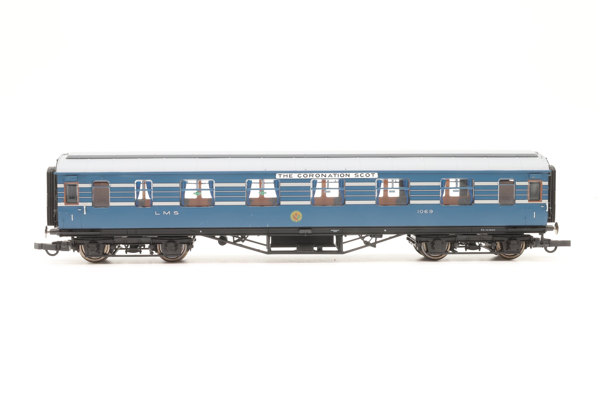 Hornby OO Rake Of 7 LMS Blue Coronation Coaches Lighting Fitted