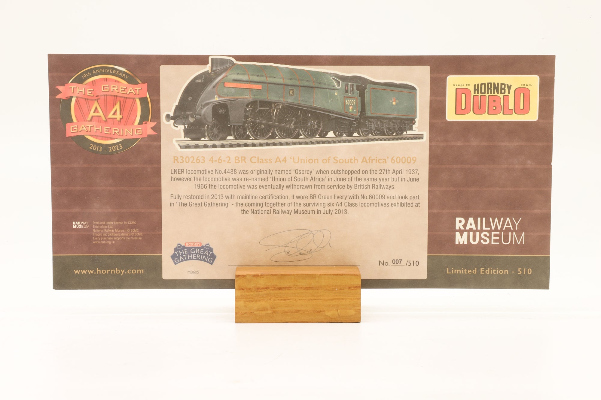 Hornby Dublo OO R30263 Class A4 '60009' 'Union Of South Africa' BR Lined Green L/C DCC Sound Ltd Ed 7/ 510