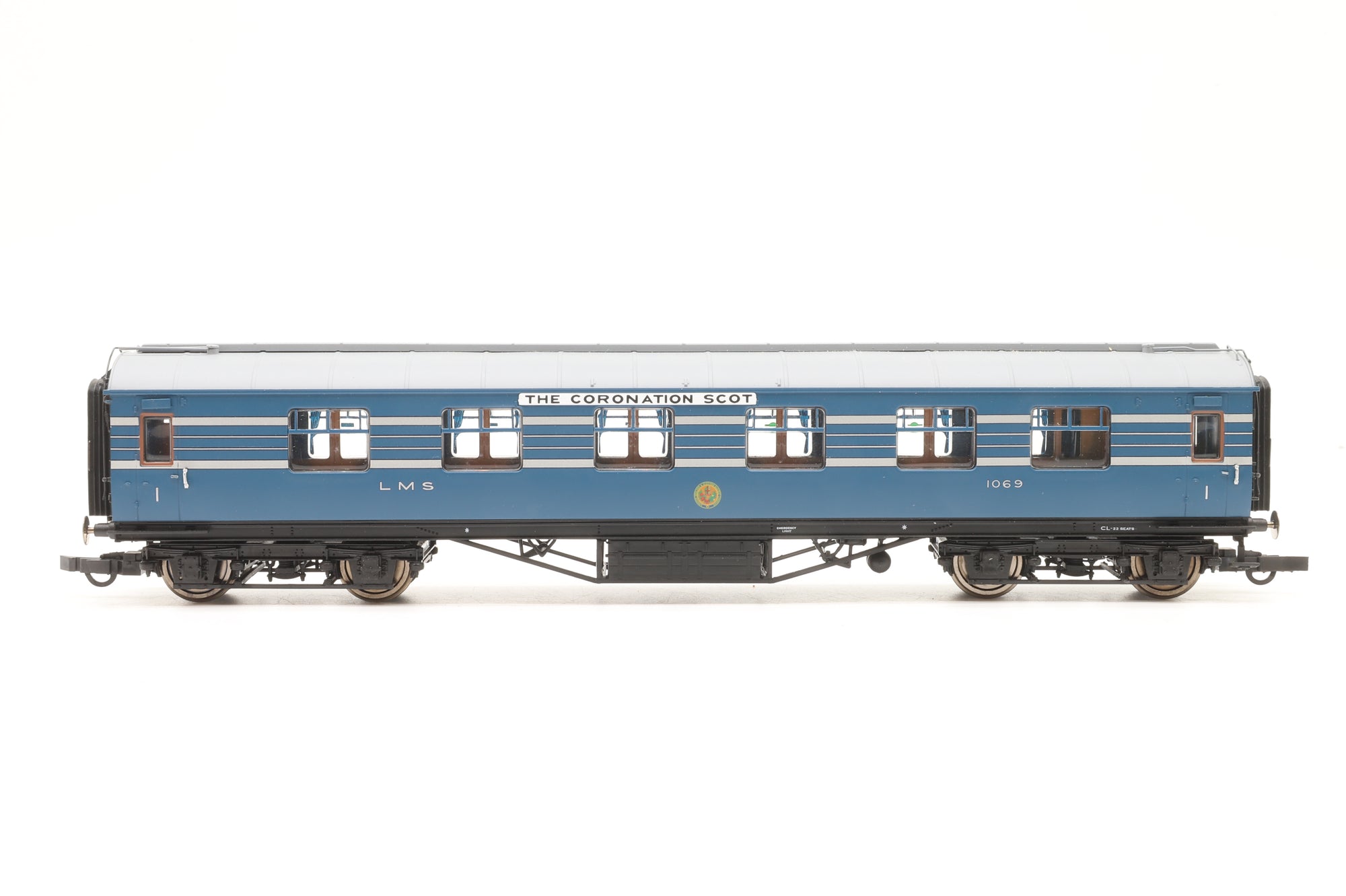 Hornby OO Rake Of 7 LMS Blue Coronation Coaches Lighting Fitted