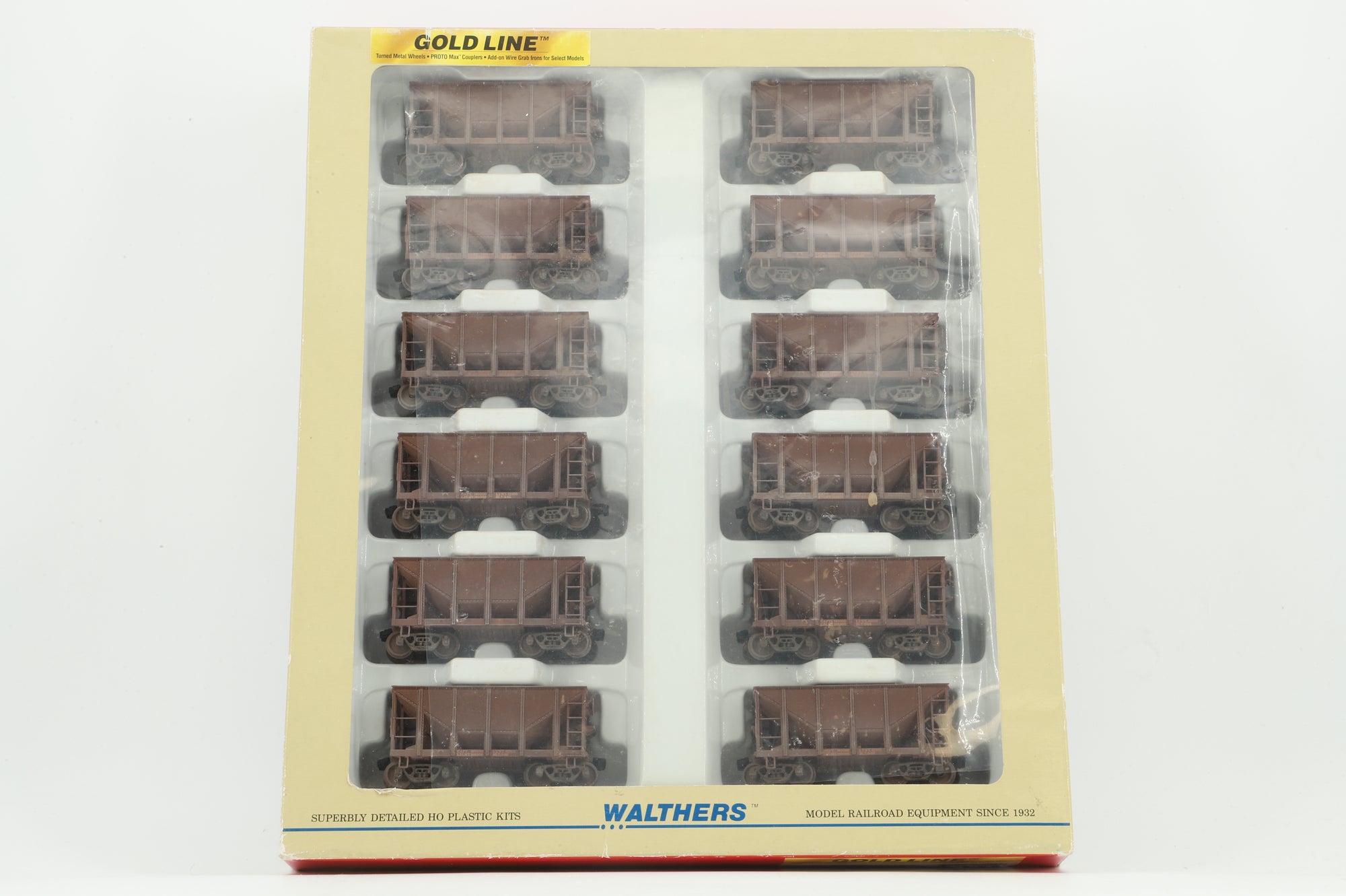 Walthers HO 932-40506 12-Pack of Michigan Ore Cars in Plain Brown - Pro-Weathered