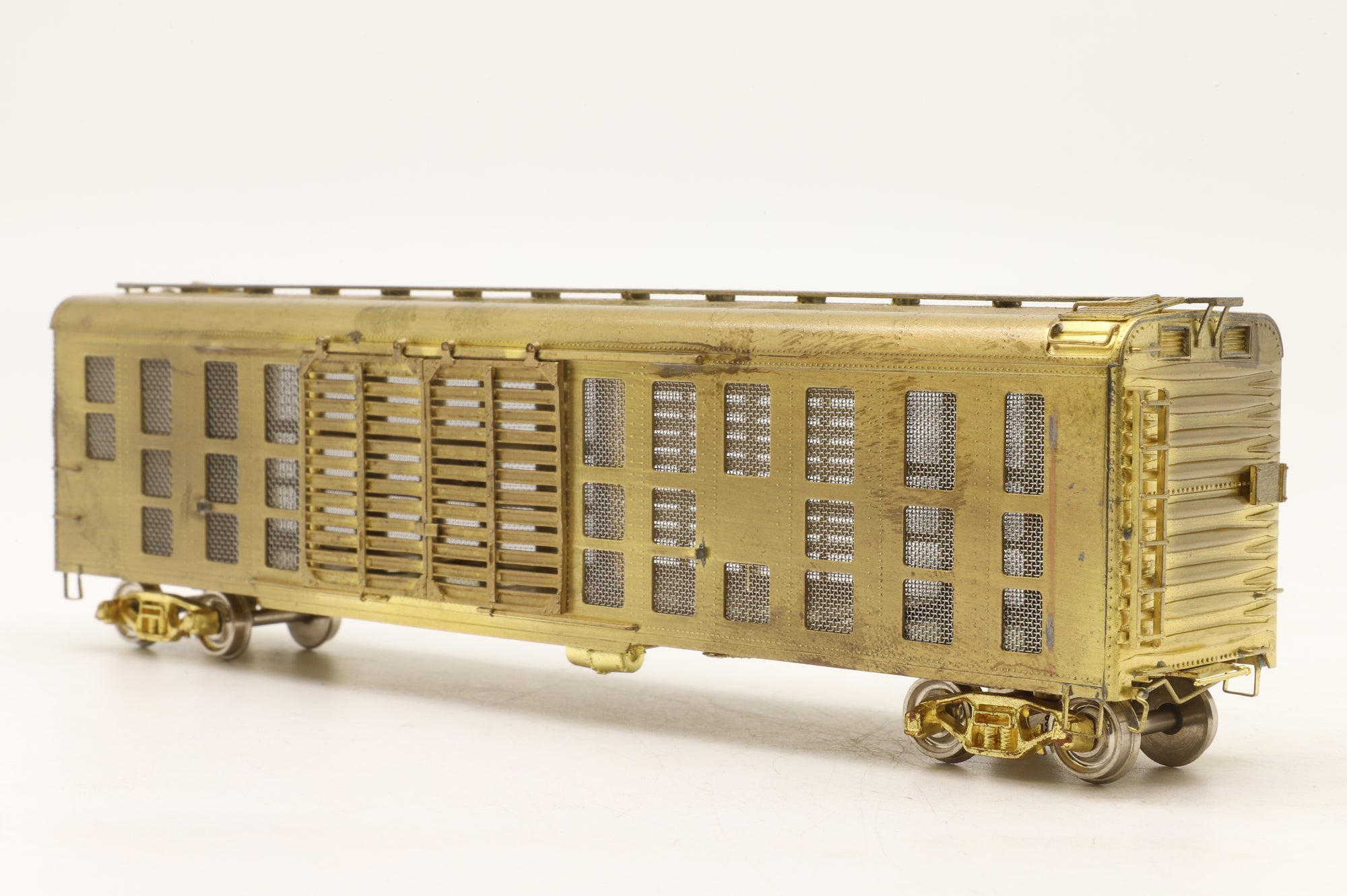 Rail Works Ltd HO Brass K-9A 50' Round Roof Stock Car – Unpainted