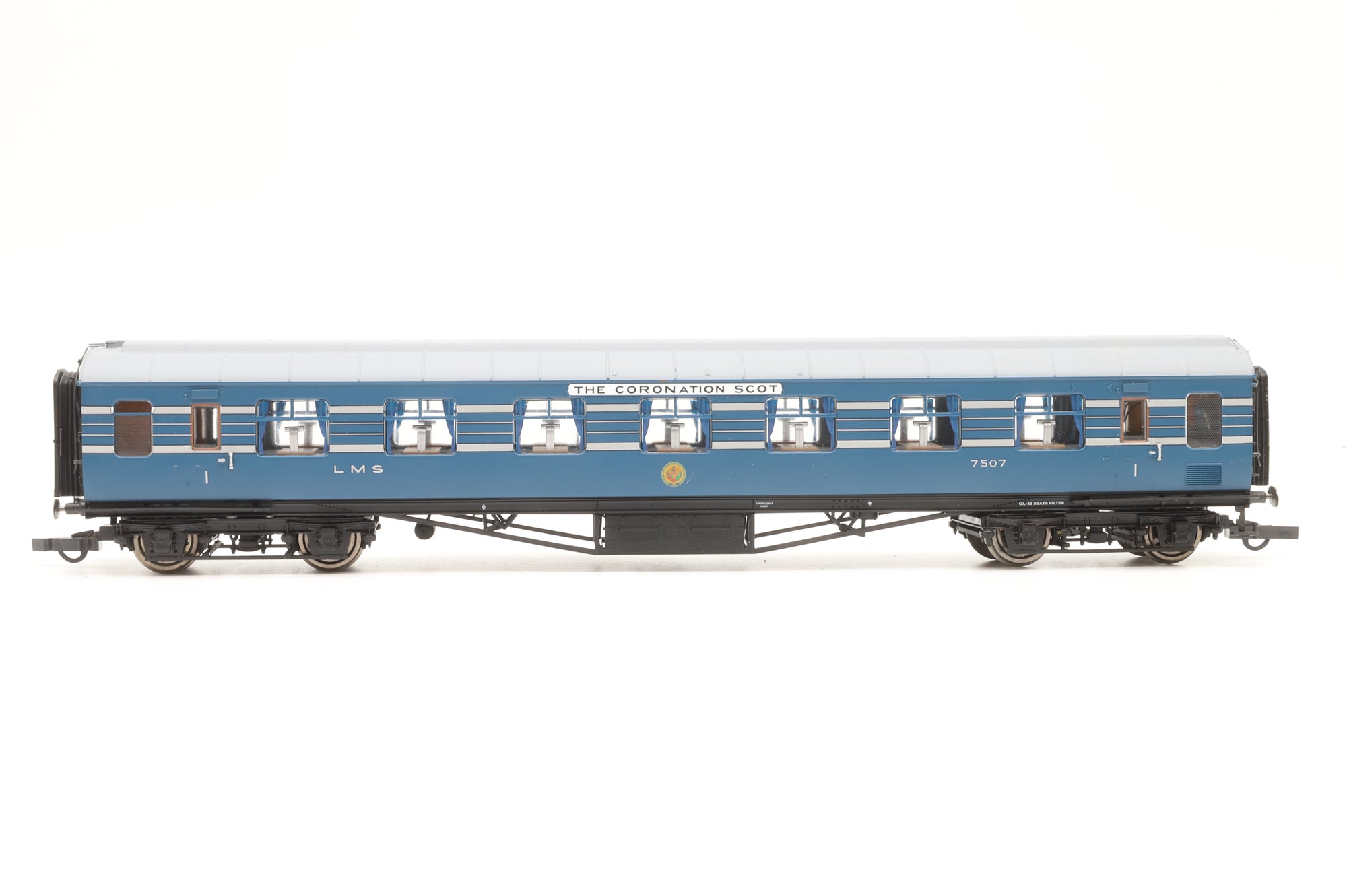 Hornby OO Rake Of 7 LMS Blue Coronation Coaches Lighting Fitted