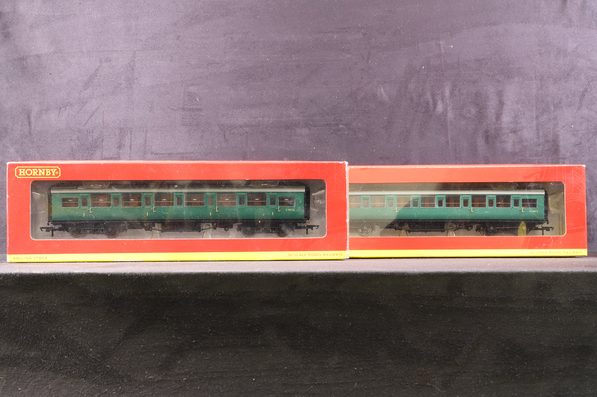 Hornby OO Rake of 6 BR Green Maunsell Coaches, Inc. R4305E, R4303D, R4302A &amp; E, R4304E &amp; R4303B