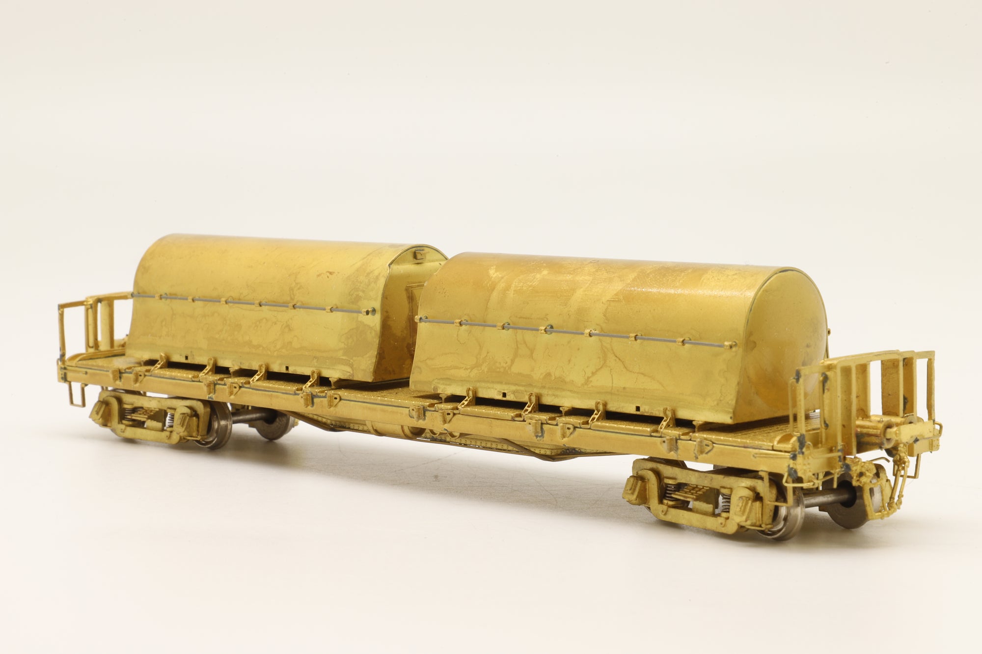 Overland Models HO Brass 3158 National Car-Flat Car w/ 2 Milk Containers Unpainted