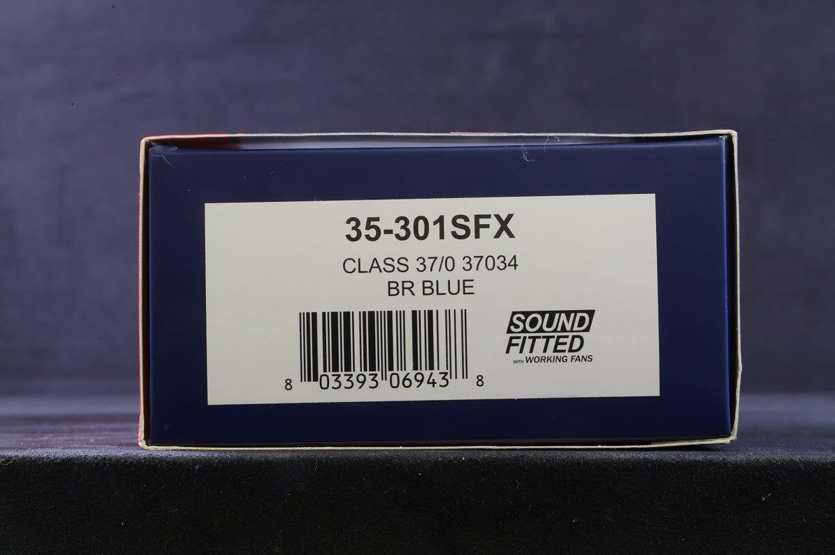 Bachmann OO 35-301SFX Class 37 37034 in BR Blue - DCC Sound