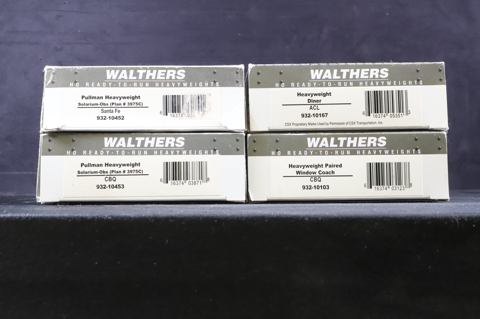 Walthers HO Rake Of 4 Heavyweight Pullman Coaches Inc. 932-10452, 932-10453, 932-10167 & 932-10103