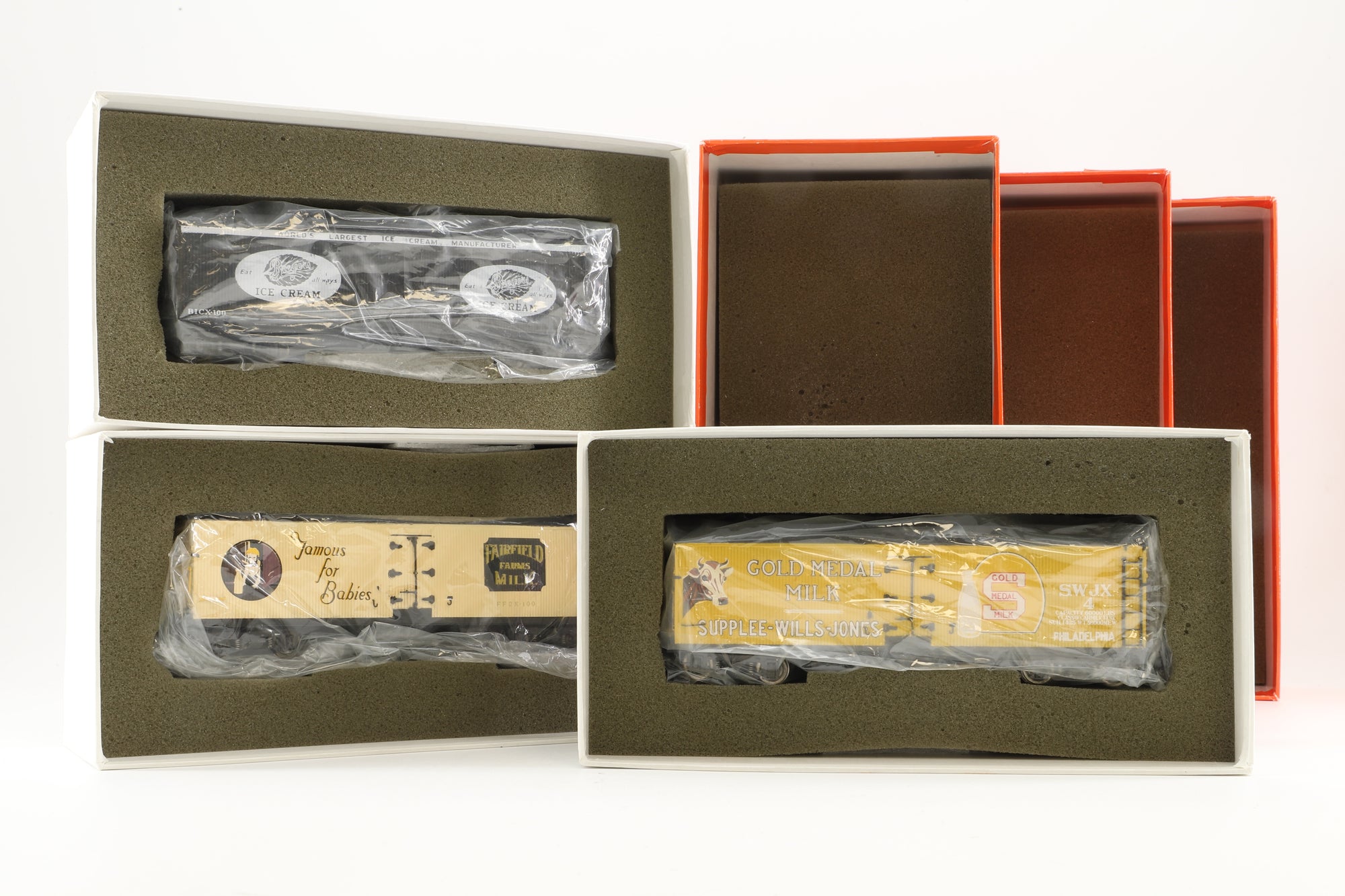 Precision Scale HO Brass 16614 Milk Car Set Of 3 cars Fairfield, Supplee, Breyer