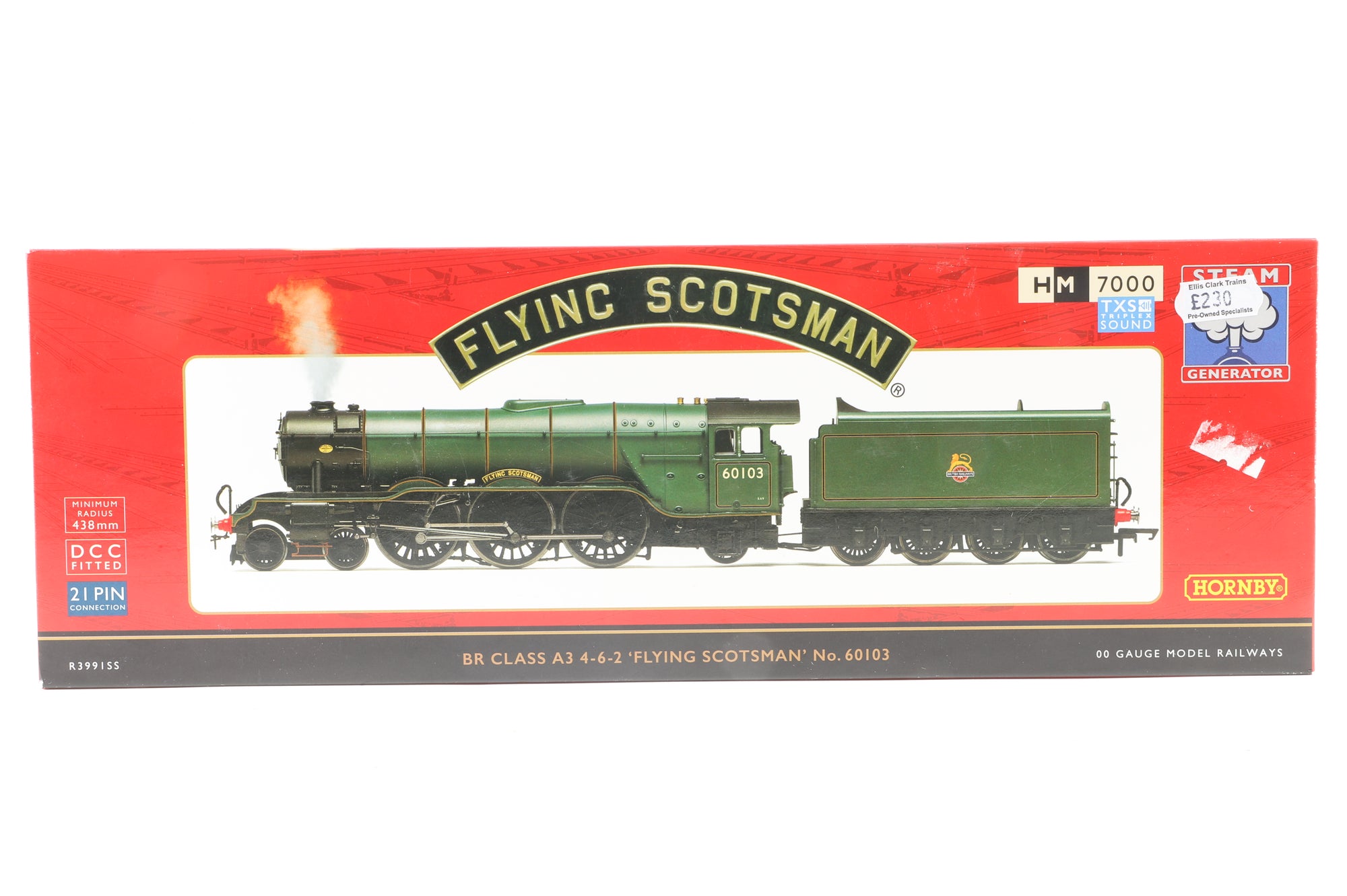 Hornby OO R3991SS Class A3 '60103' 'Flying Scotsman' BR Green E/C DCC Sound & Smoke
