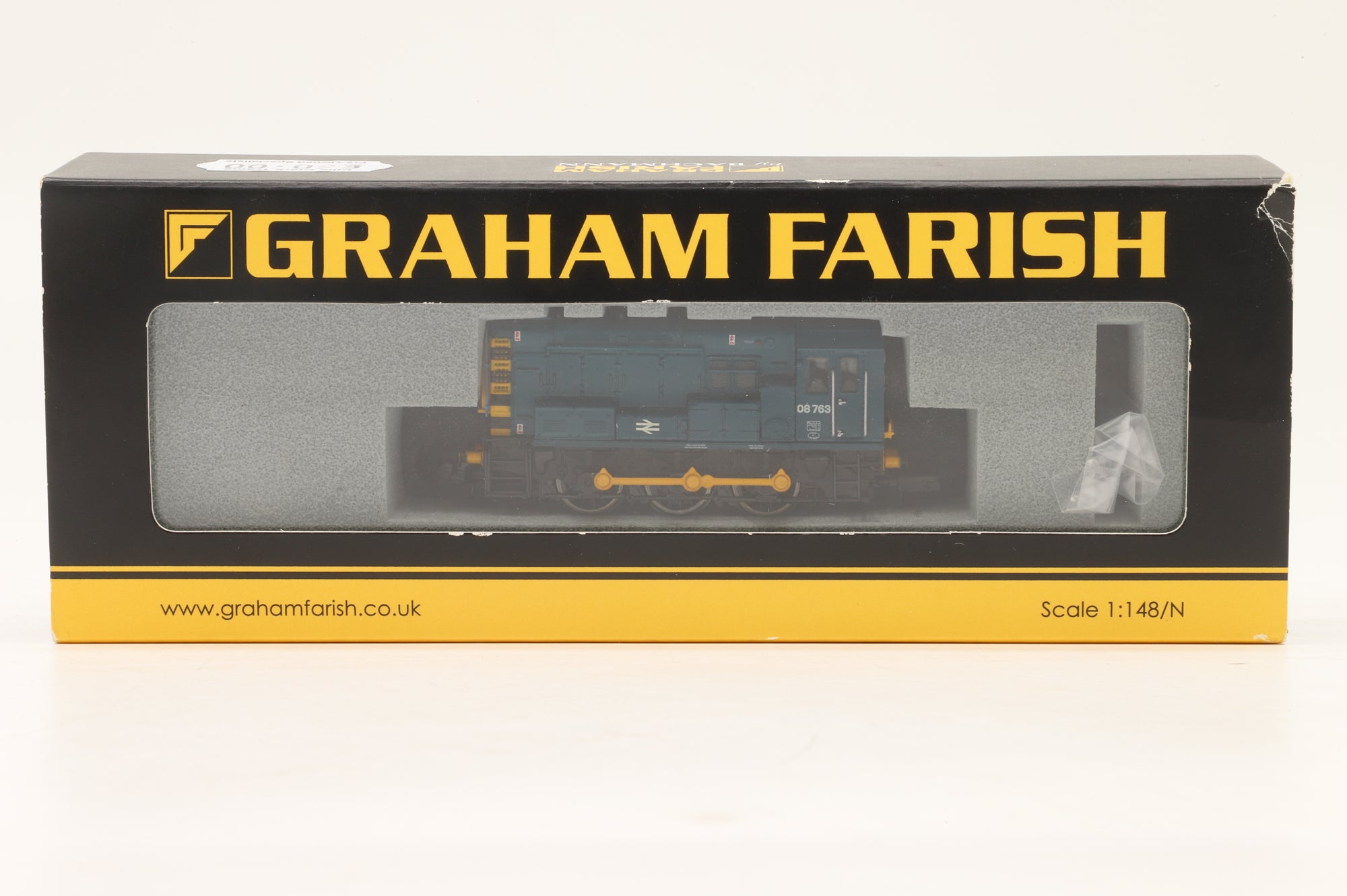Graham Farish N 371-015A Class 08 08763 in BR Blue w/ Wasp Stripes