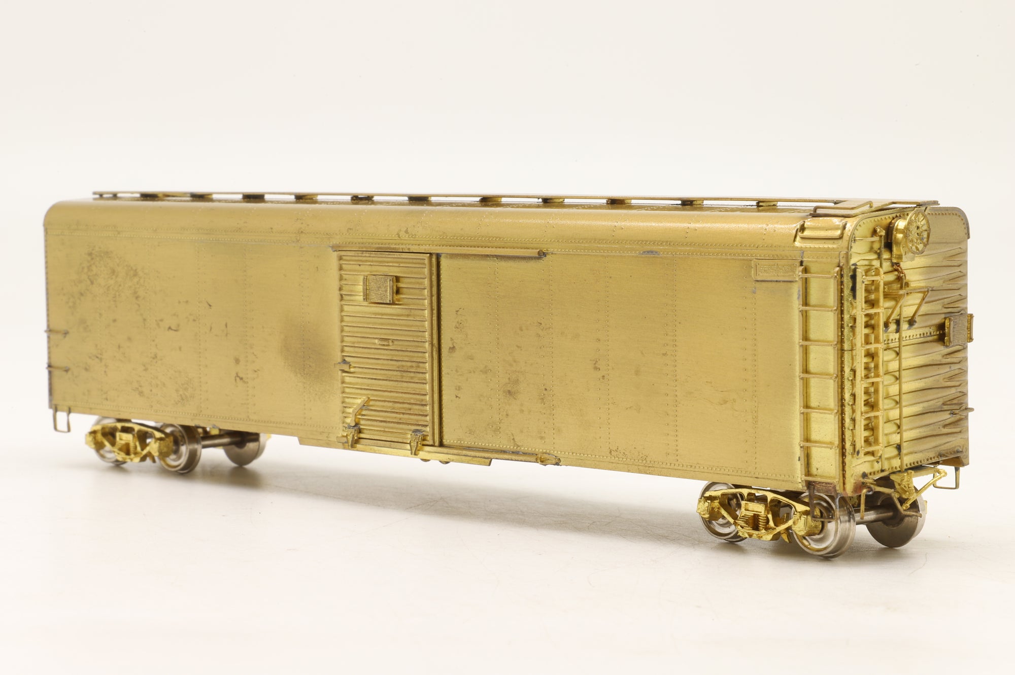 Rail Works Ltd Brass HO Brass X-32D Single Door 50' Round Roof Box Car – Unpainted