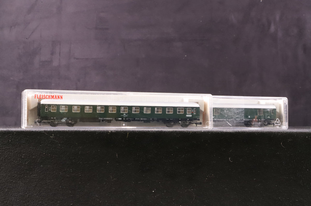 Fleischmann N Rake Of 5 Red &amp; Green DB Coaches Inc. 8100, 8110x2 8111 &amp; 8112