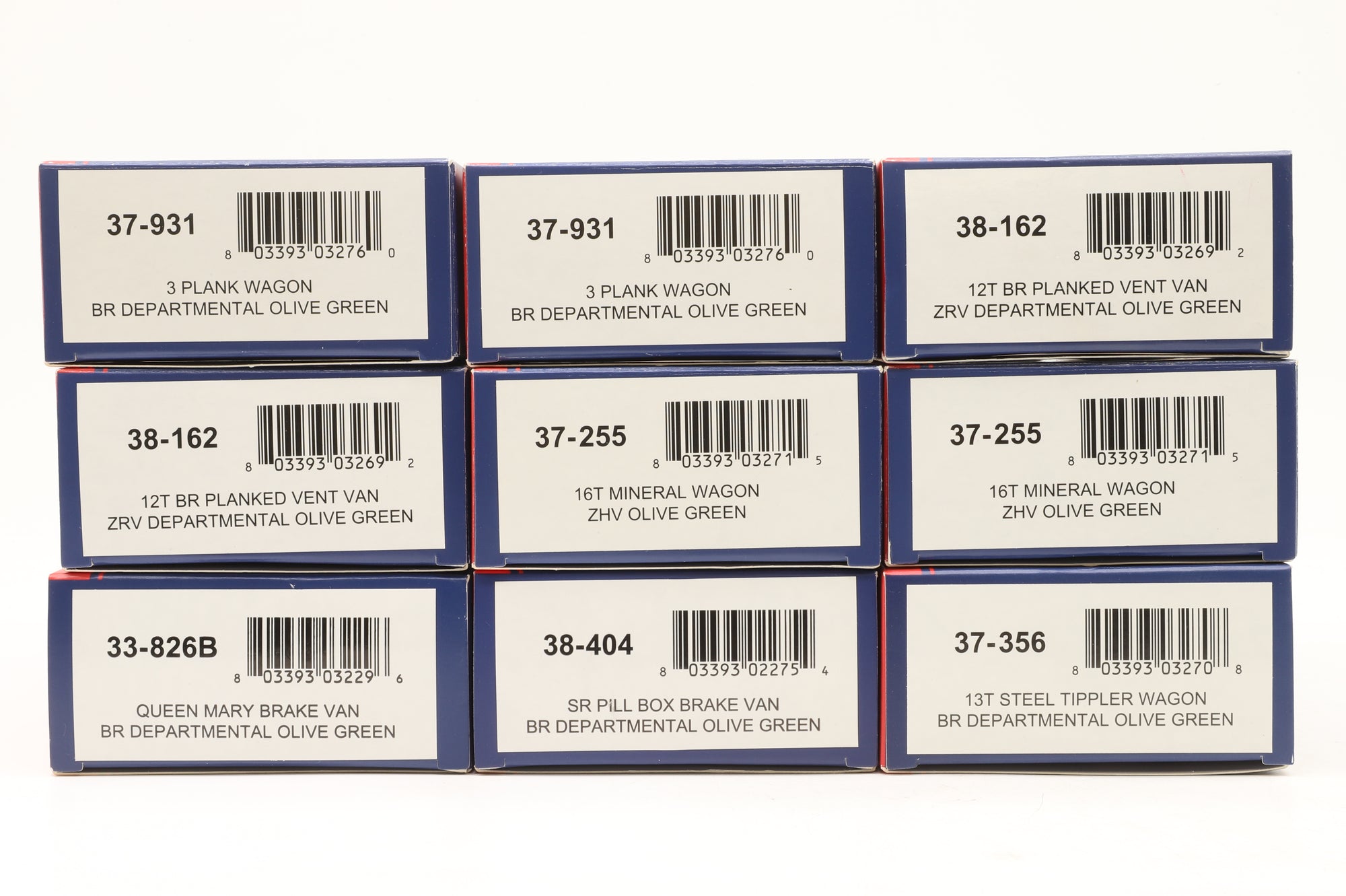 Bachmann OO Rake Of 9 Assorted Departmental Wagons Inc. 37-162 x2, 37-931 x2, 37-255, 38-404, 37-255, 33-826B & 37-356