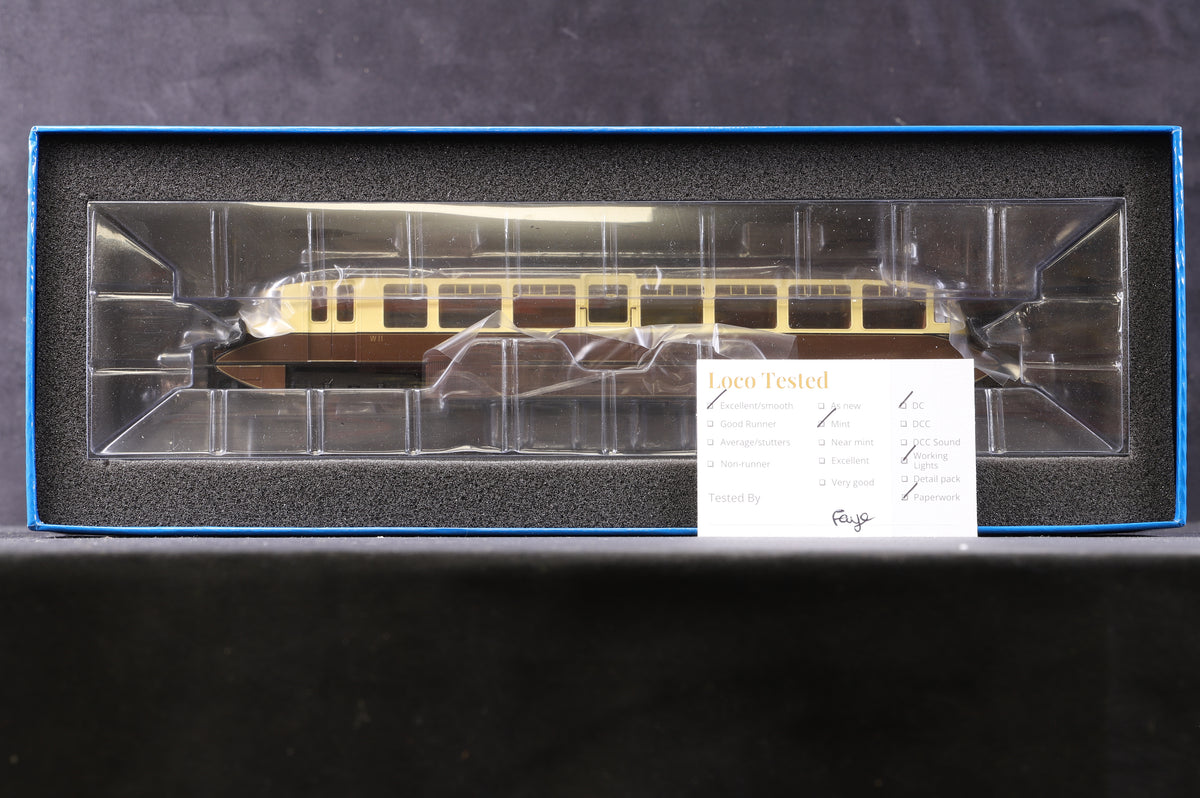 Dapol OO 4D-011-007 Streamlined Railcar &#39;W11&#39; BR Lined Chocolate &amp; Cream