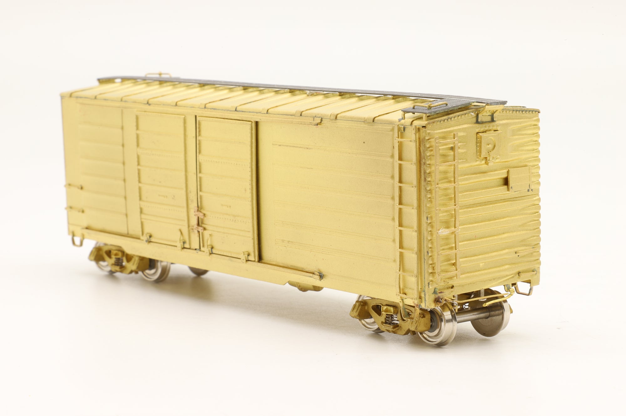 N J International HO Brass Milwaukee Road Ribbed Box Car 40ft Single Door Unpainted