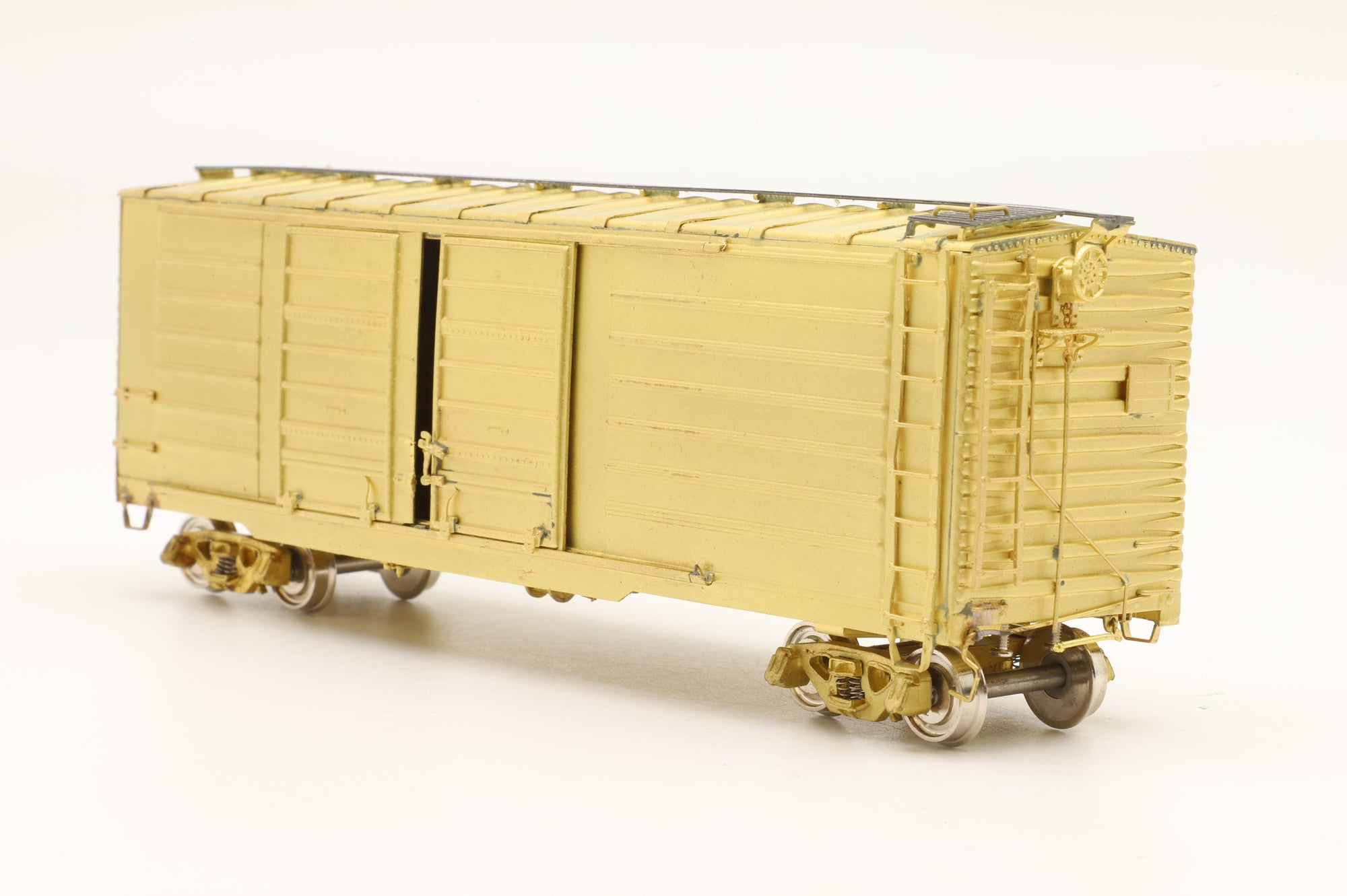 N J International HO Brass Milwaukee Road Ribbed Box Car 40ft Single Door Unpainted