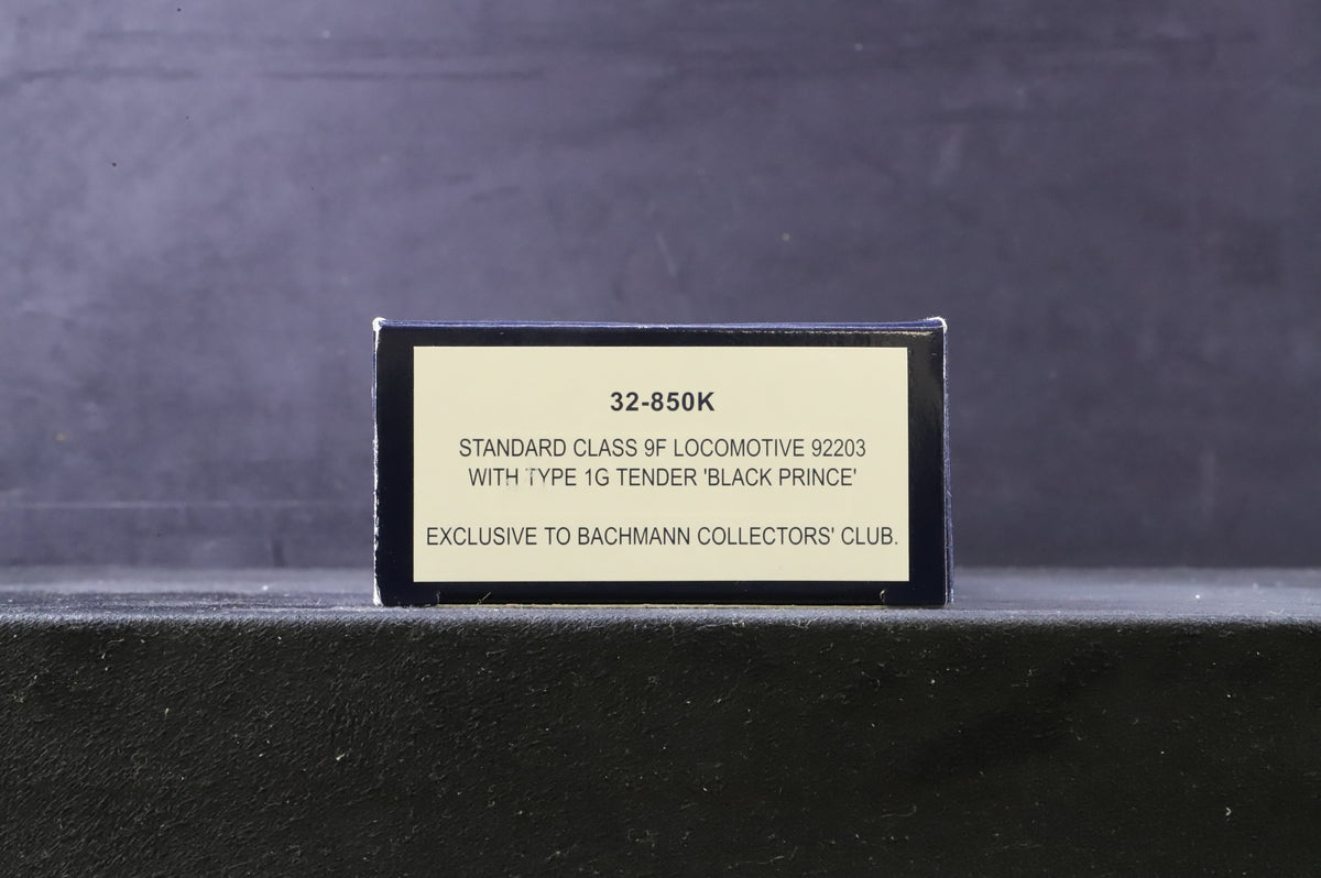 Bachmann OO 32-850K Standard Class 9F &#39;92203&#39; &#39;Black Prince&#39; BR Black L/C 1G Tender Excl. Bachmann Collectors&#39; Club