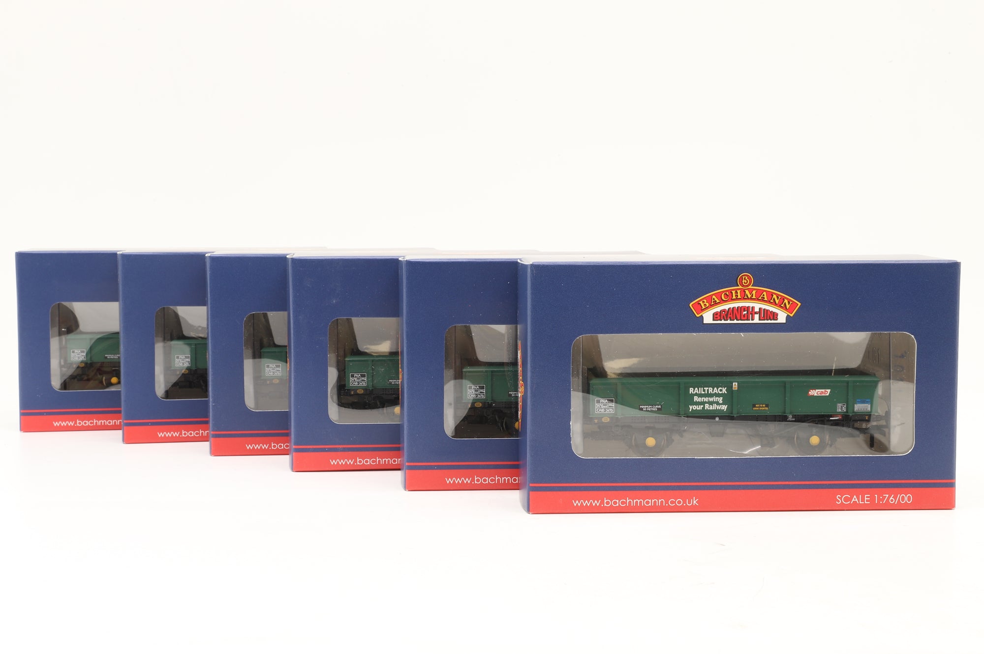 Bachmann OO 38-095B Rake Of 6 PNA Ballast/ Spoil 5 Rib Wagon Railtrack