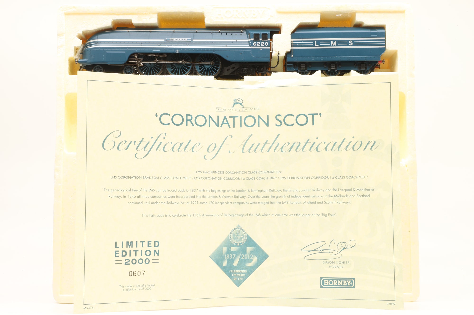 Hornby OO R3092 'Coronation Scot' Train Pack Limited Edition 607/2000