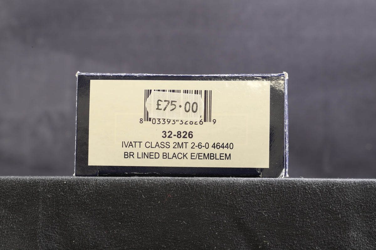 Bachmann OO 32-826 Ivatt Class 2MT 2-6-0 &#39;46440&#39; BR Lined Black E/Emblem
