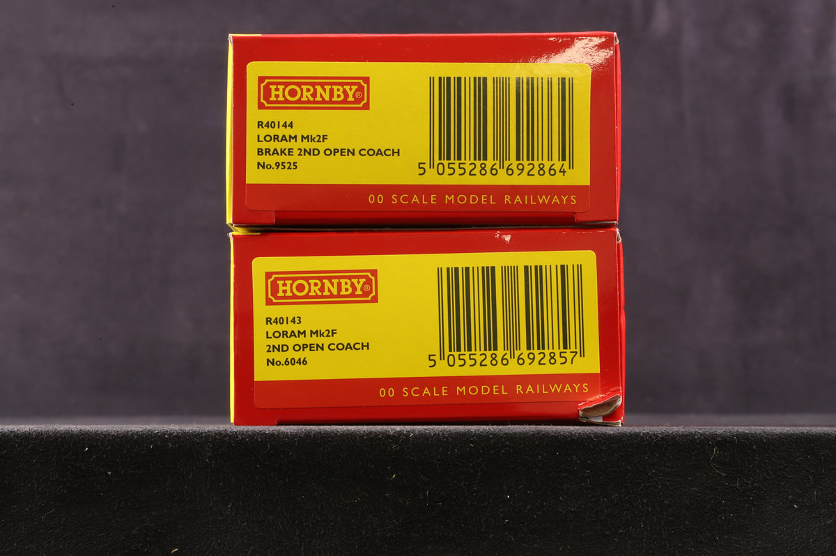 Hornby OO Rake Of 2 Mk2F Loram Coaches &#39;6046 &amp; 9525&#39; Inc. R40144 &amp; R40143