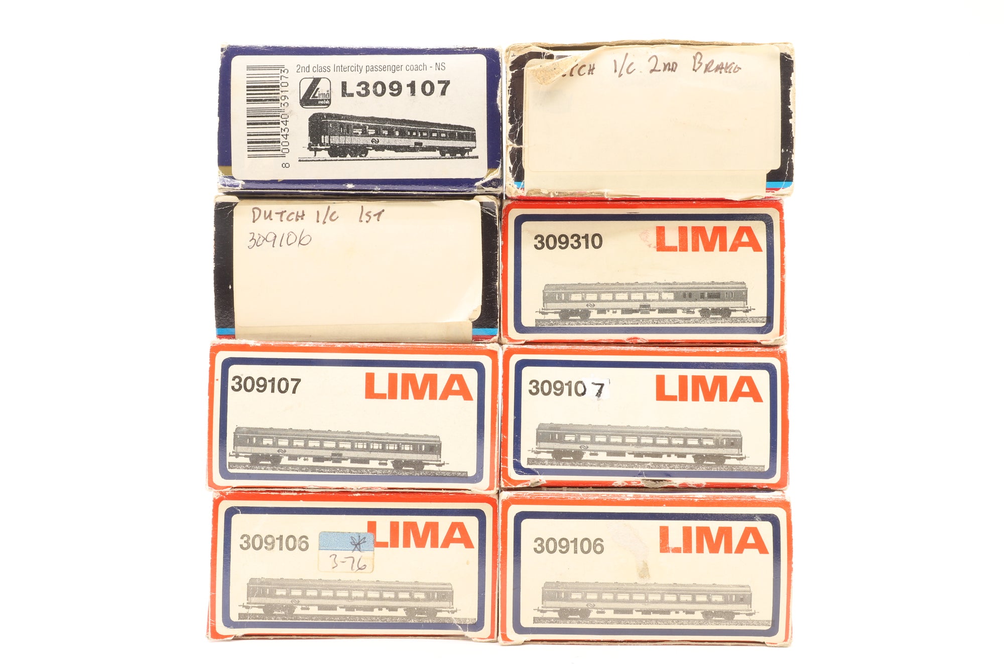 Lima HO Rake of 8x Intercity NS Coaches