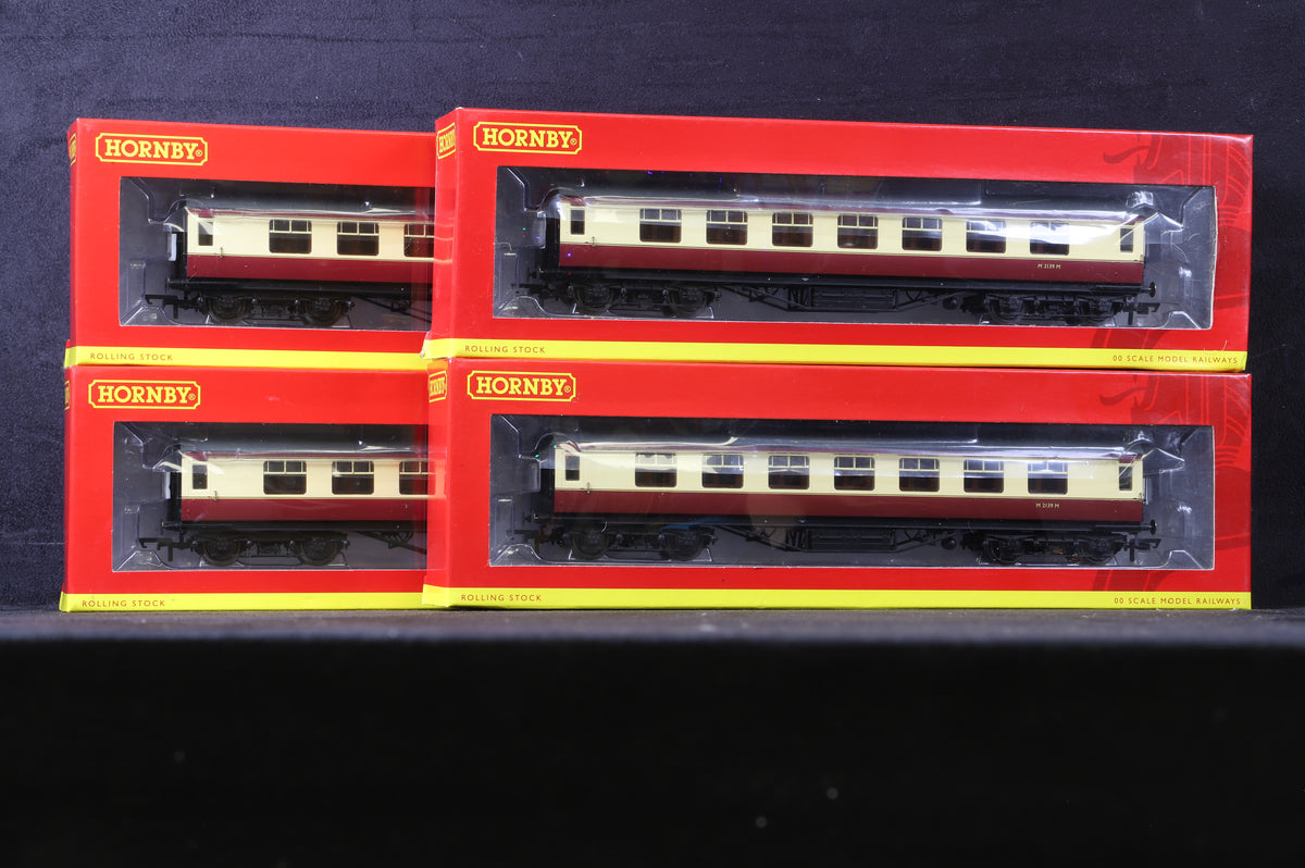 Hornby OO R4448B Rake Of 4 BR Ex-LMS Corridor 3rd Class Coaches