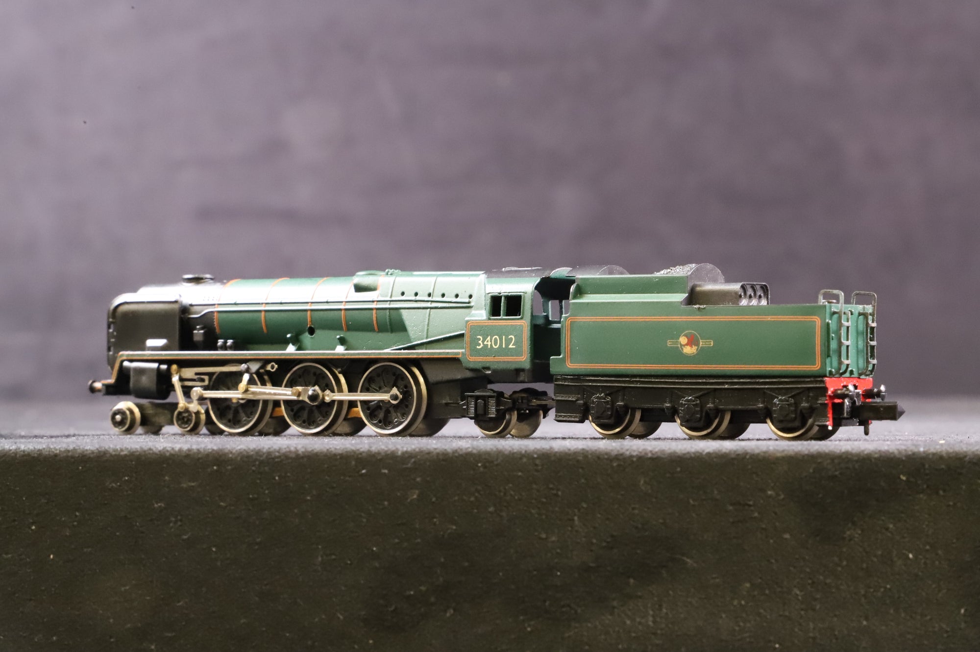 Graham Farish N Gauge 151A Rebuilt West Country 34012 'Launceston' in Lined BR Green