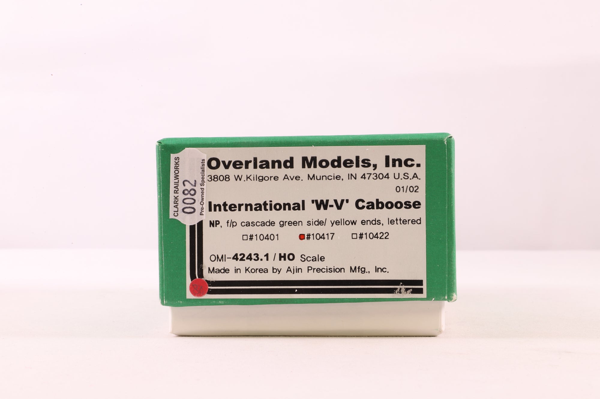 Overland Models HO Brass OMI-4243.1 Caboose NP W-V w/LT Green/Yellow '10417'