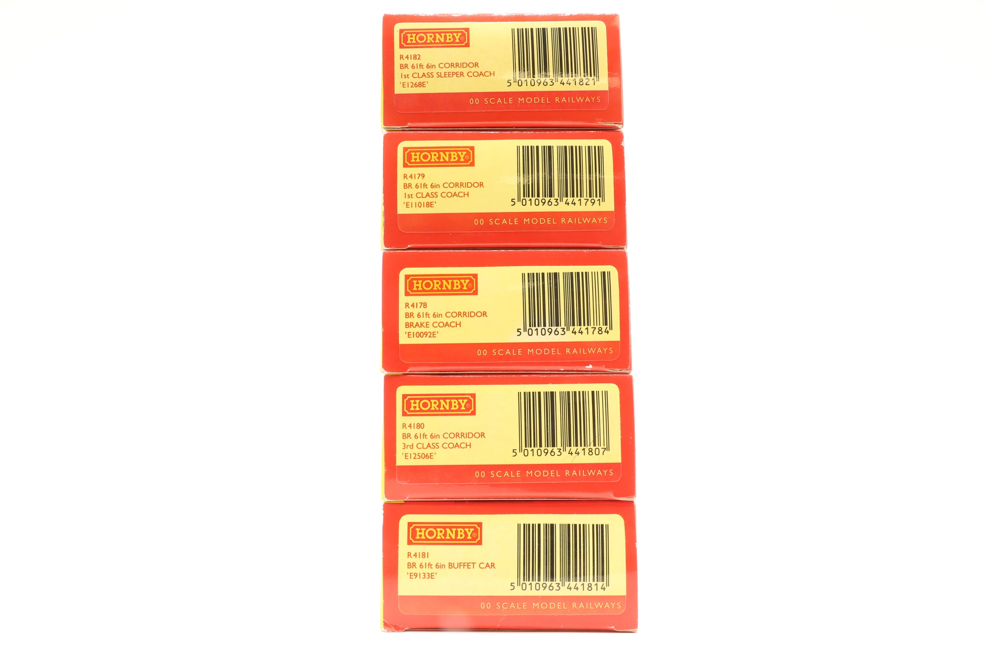 Hornby OO R4178, 79, 80, 81 & 82 Rake of 5 Gresley 61ft 6in Coaches Crimson & Cream