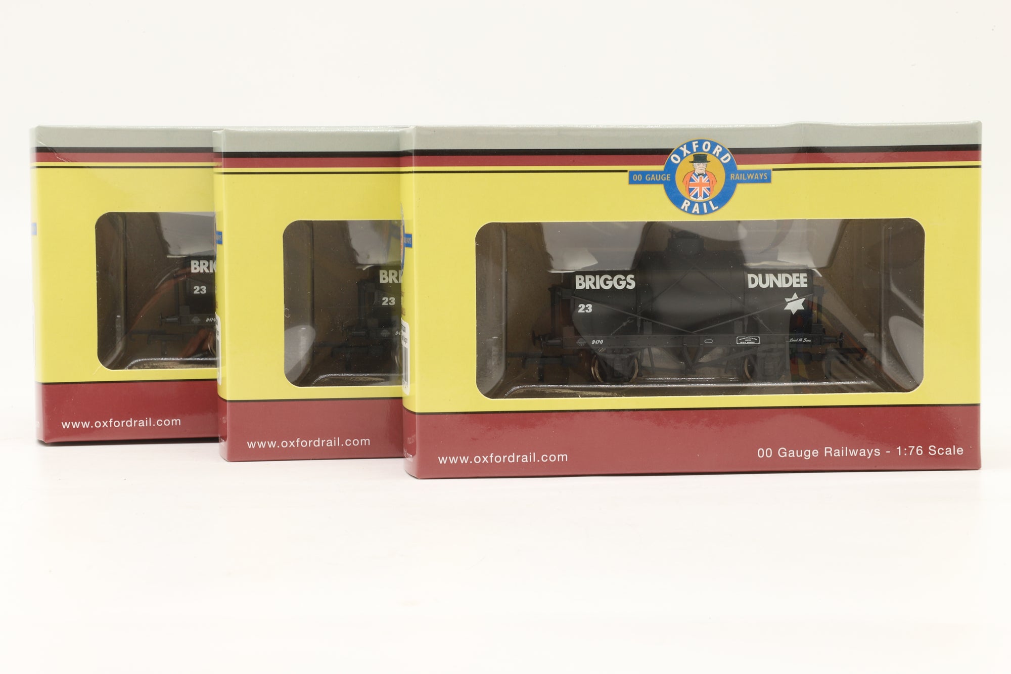 Oxford Rail OO OR76TK2008 x3 Rake of 3 Briggs of Dundee 12T Tank Wagons