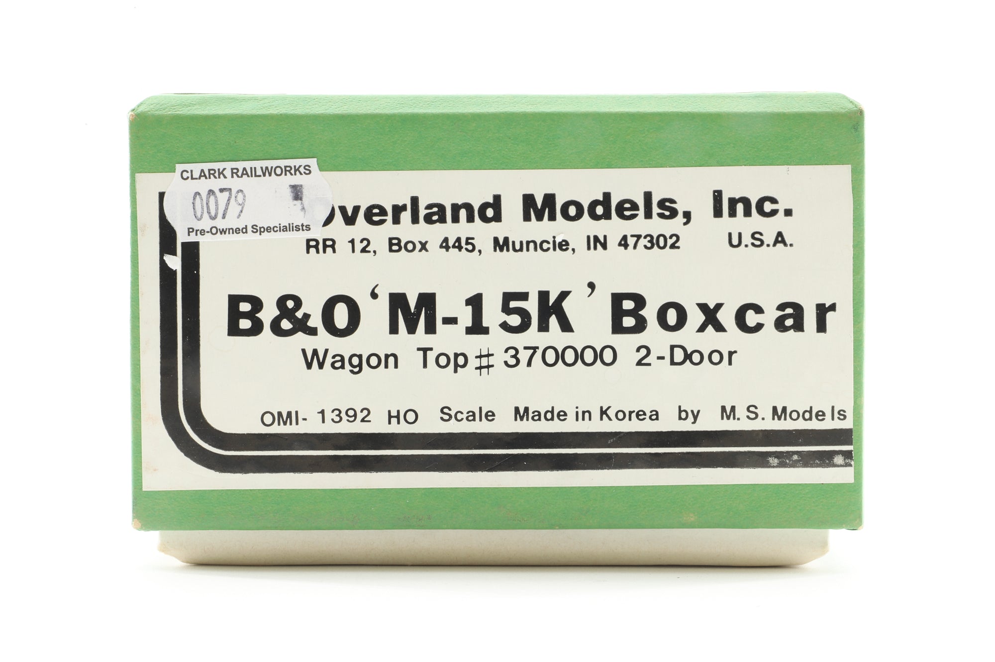 Overland Models HO Brass 1392 M-15K Box Car Baltimore & Ohio No.370000