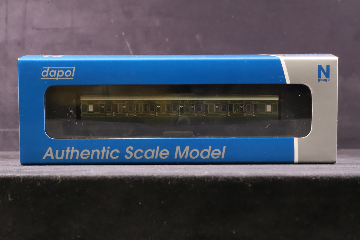 Dapol N Rake Of 4 Maunsell Lined Green Coaches Inc. 2P-012-052, 051, 001 &amp; 151