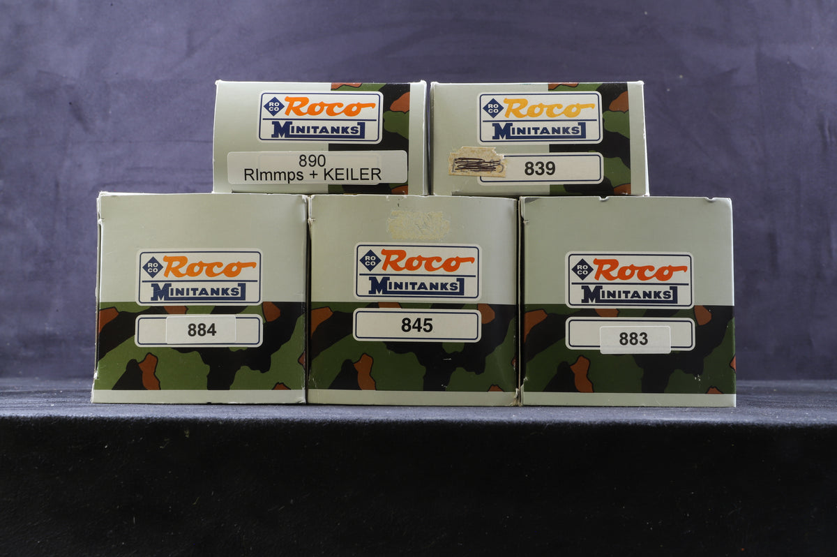 Roco HO Rake Of 5 Mixed Military Wagons &amp; Loads Inc. 839, 883, 890, 884 &amp; 845