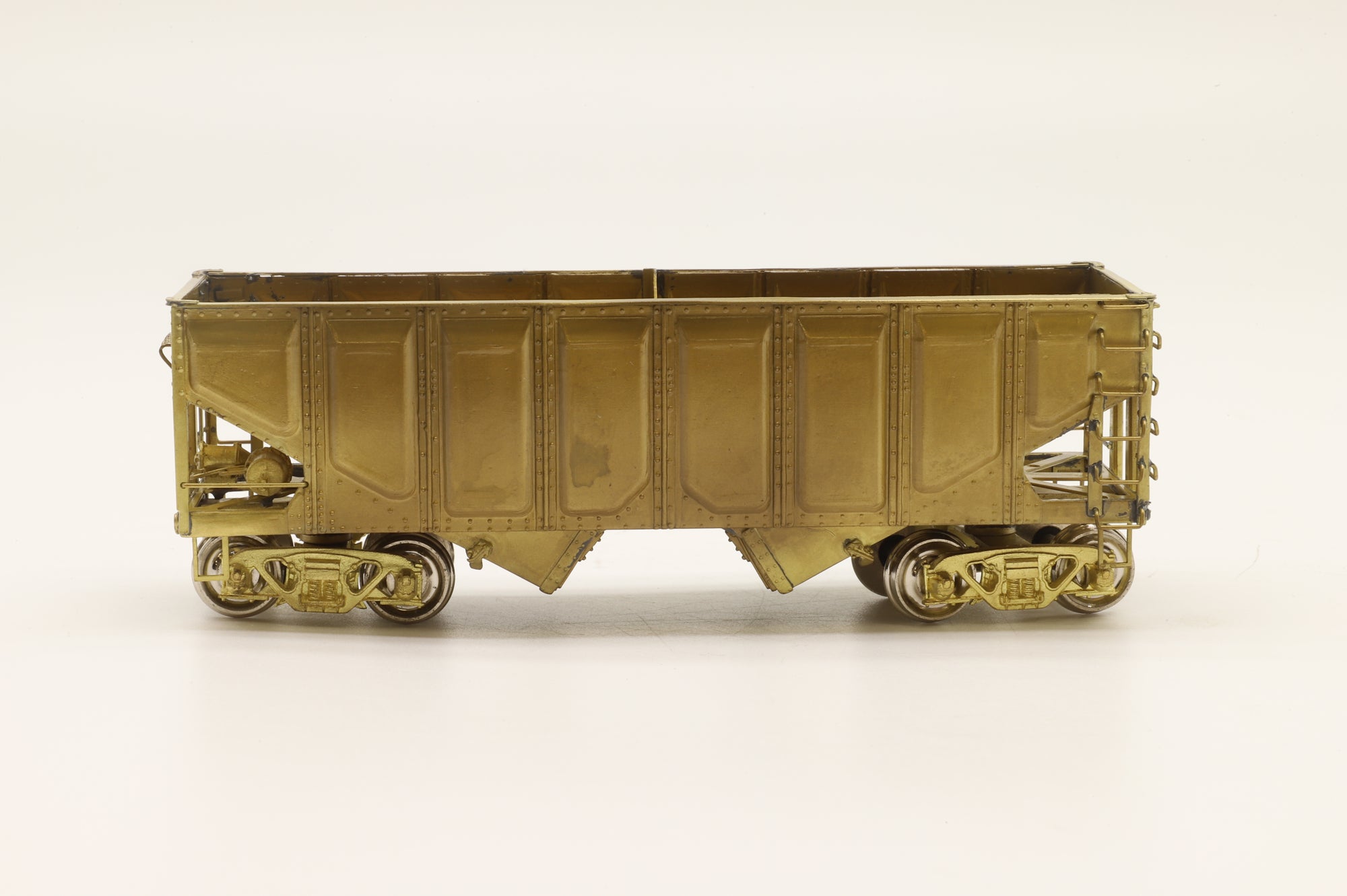 Overland Models HO Brass 1341 USRA 2-Bay Hopper Car w/ Pressed Sides Unpainted