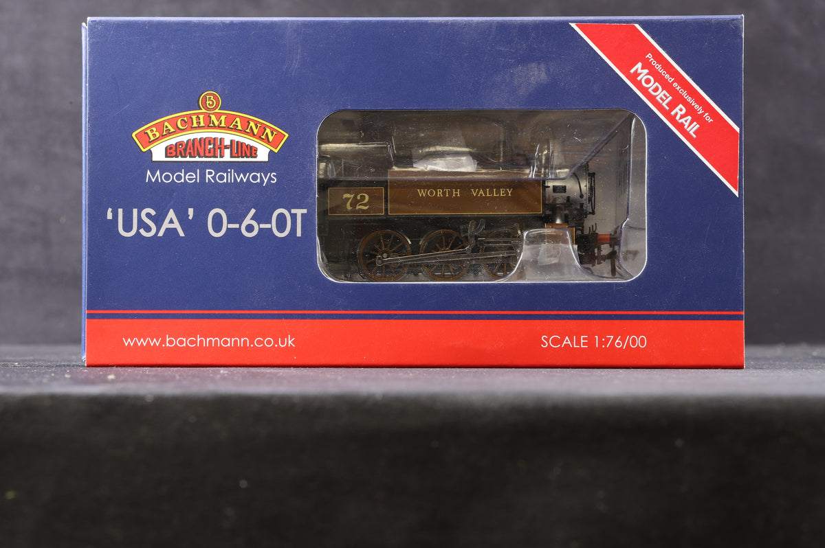 Bachmann OO MR-108 USA Class 0-6-0T 72 &#39;Worth Valley&#39; Black &amp; Silver Excl. Model Rail