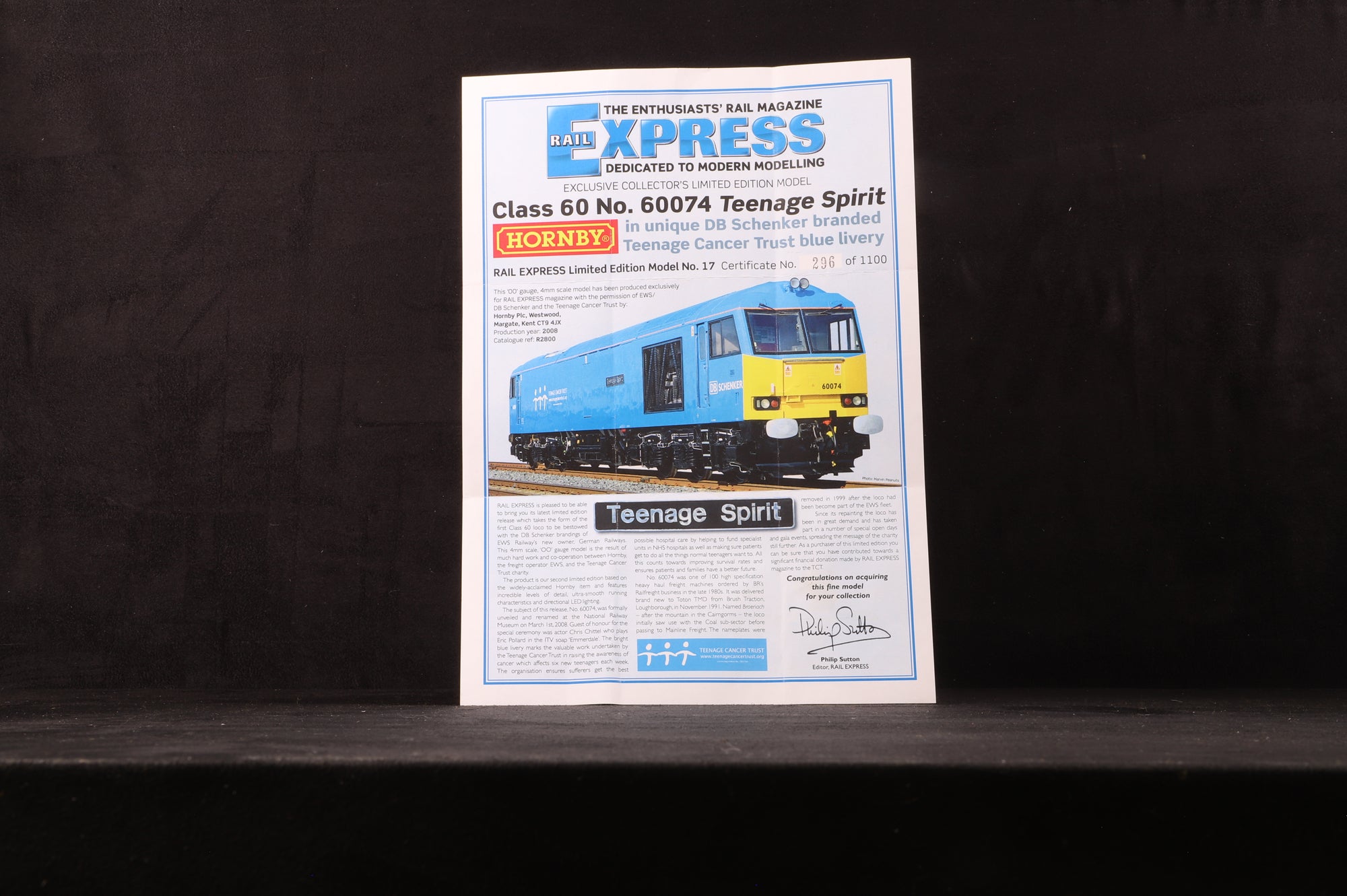 Hornby OO R2800 EWS/DB Schenker Class 60 '60074' 'Teenage Spirit', Rail Excl. 296/1100