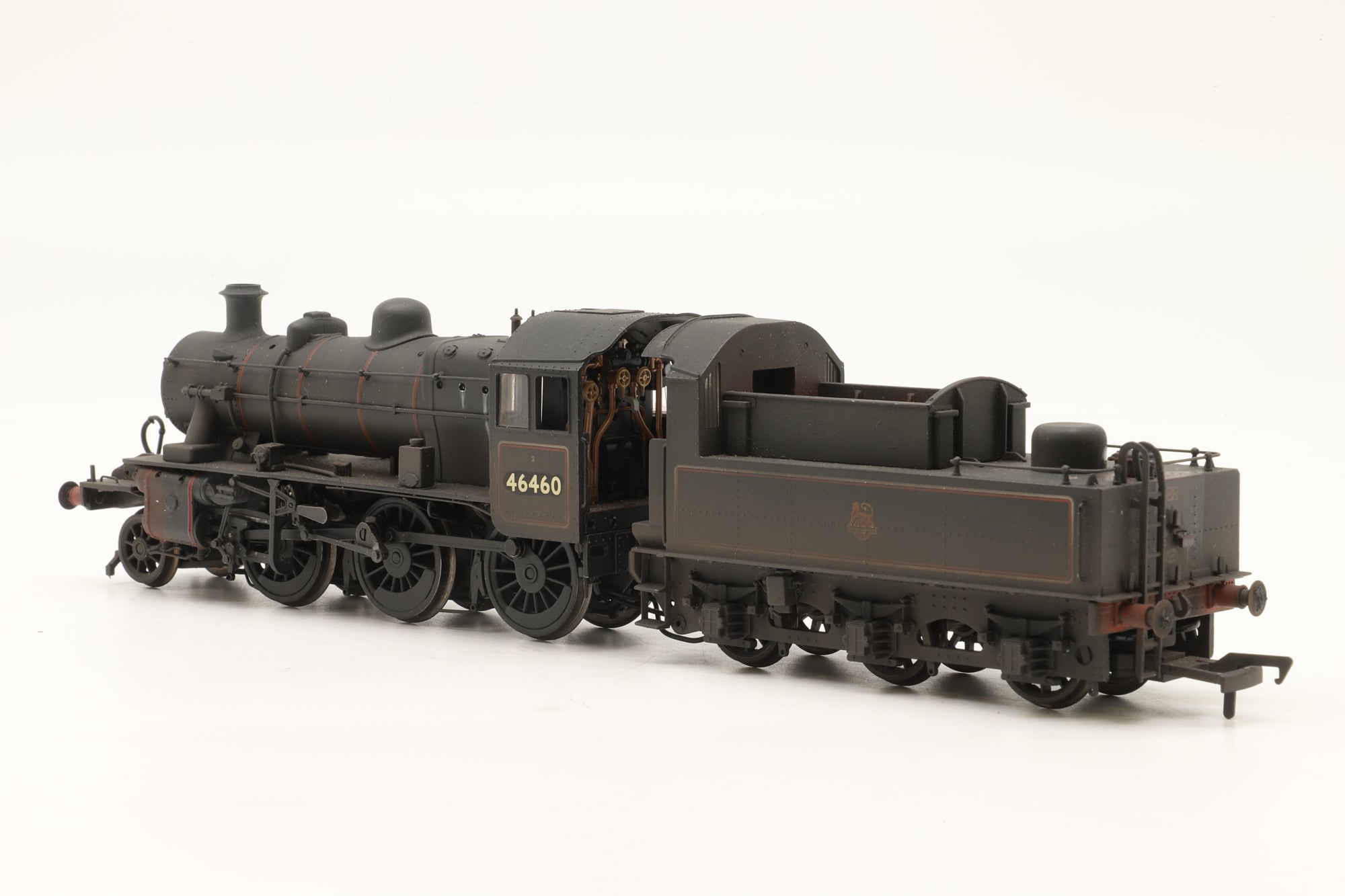 Bachmann OO 32-826A Ivatt Class 2MT 46460 in Lined BR Black w/ Early Crests – Weathered
