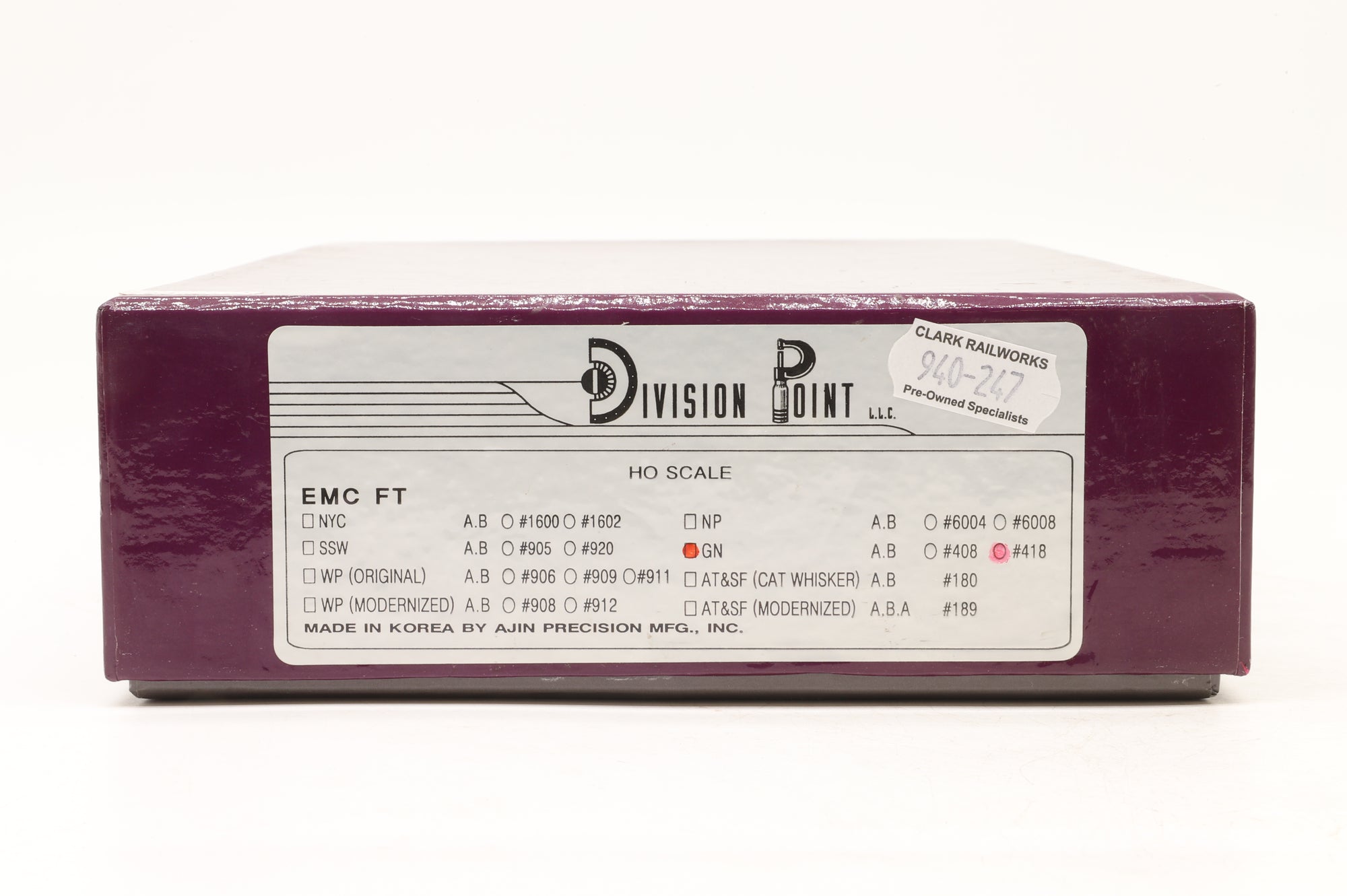 Division Point HO Brass EMC FT Diesel Locomotive GN '418' DCC Sound