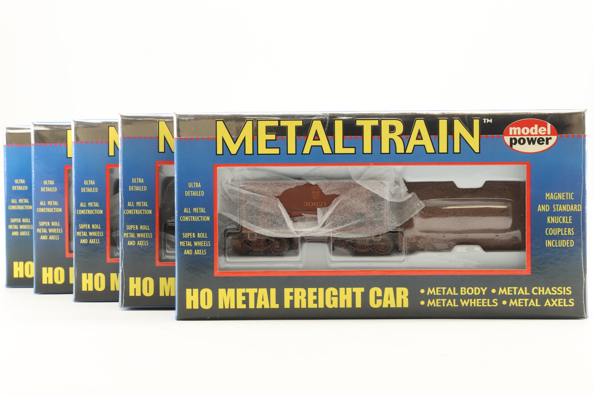 Model Power HO 1908 Rake Of 5 U-29 Metal Ore Cars Pro Renumbered & Weathered