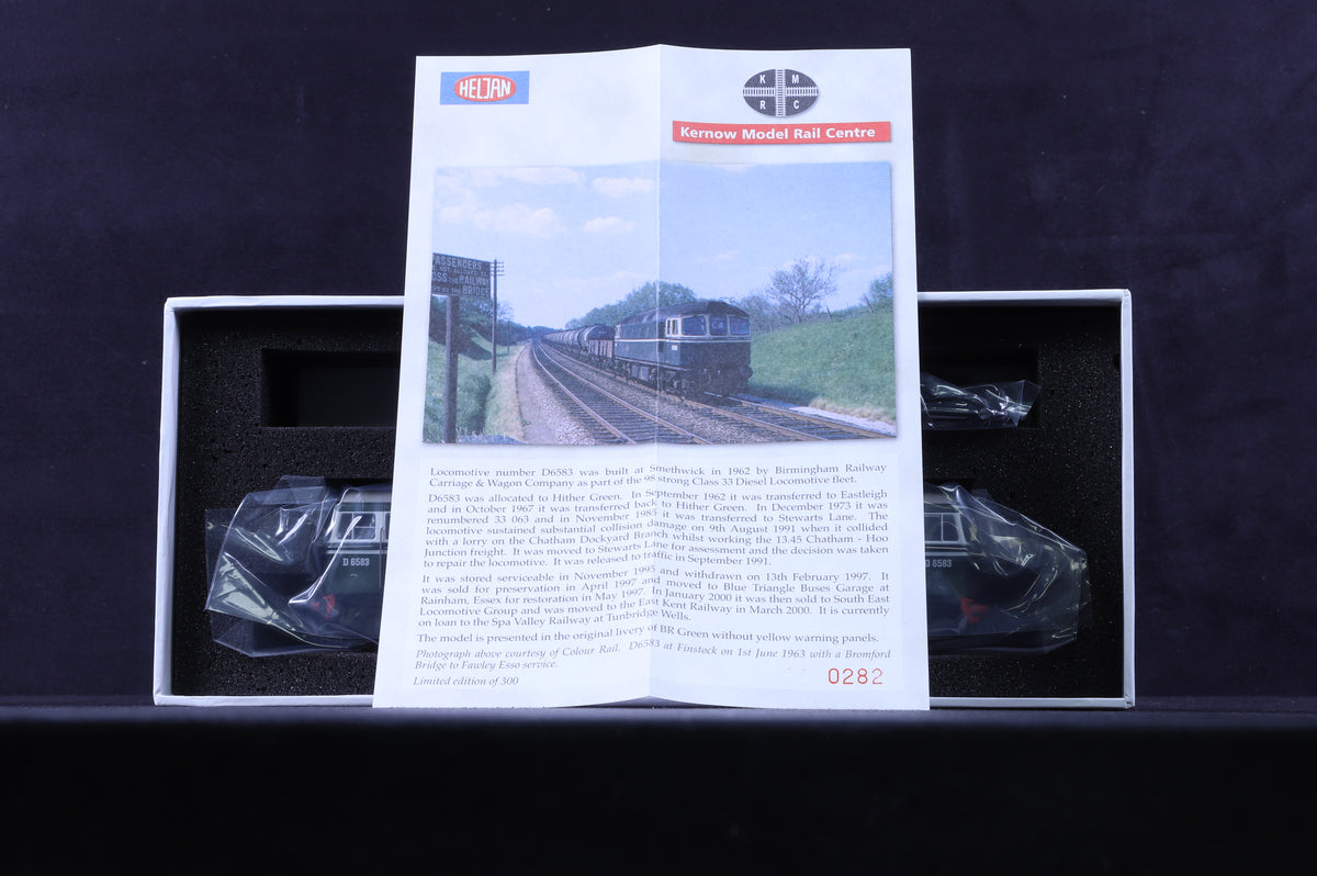 Heljan OO 33611 Class 33 D6583 in BR Green w/ White Stripe